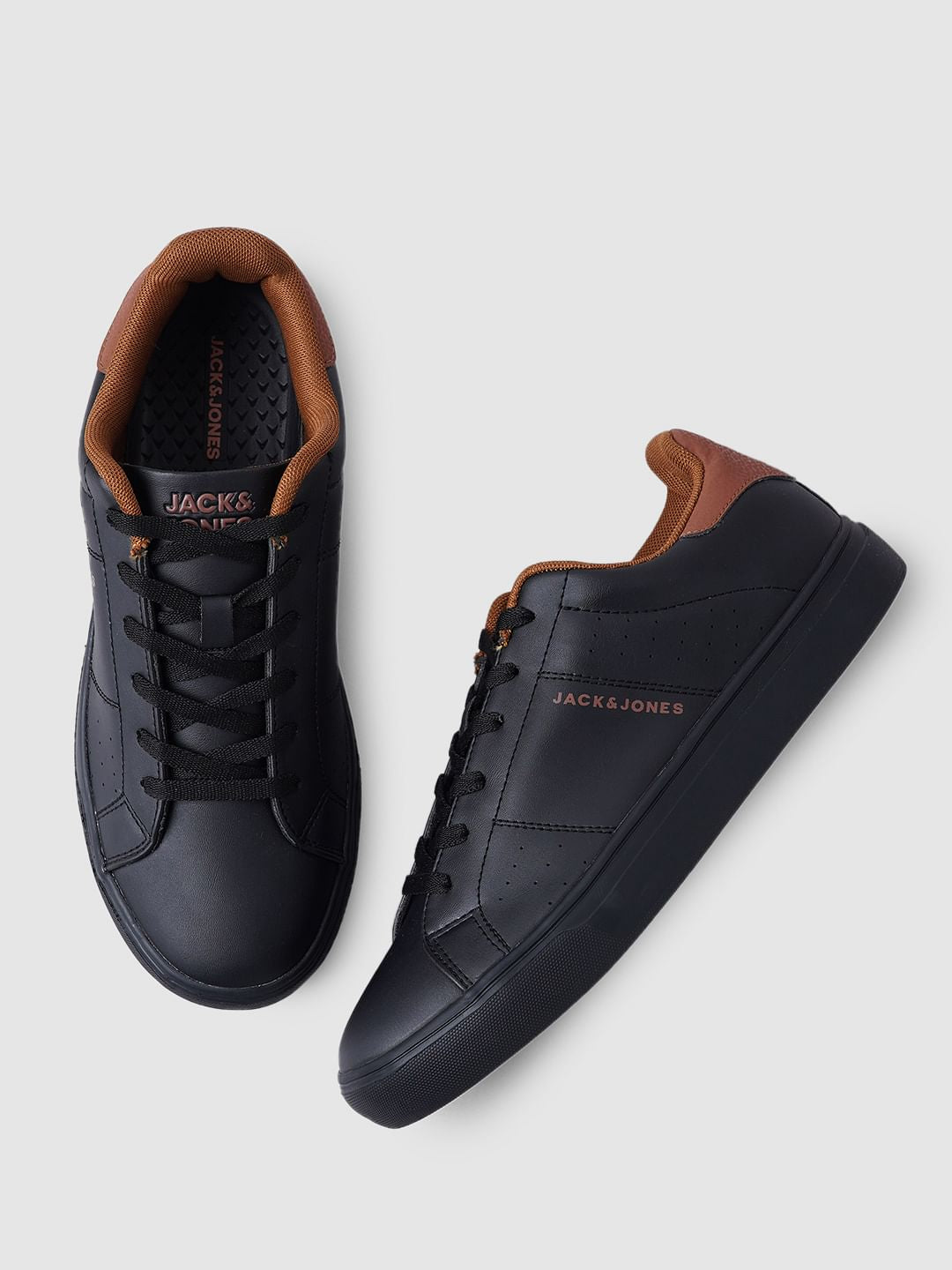 Black PU Casual Sneakers