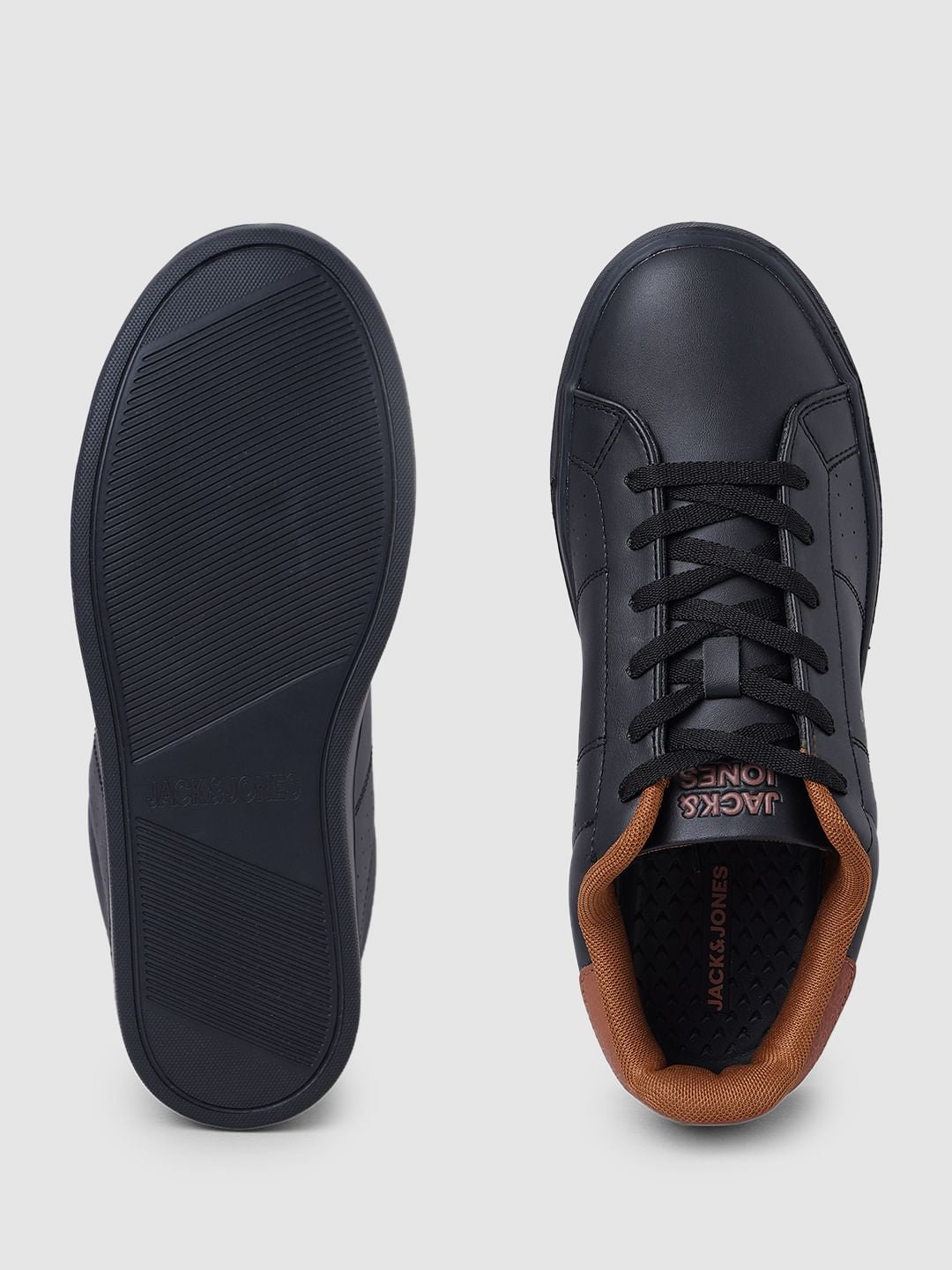 Black PU Casual Sneakers