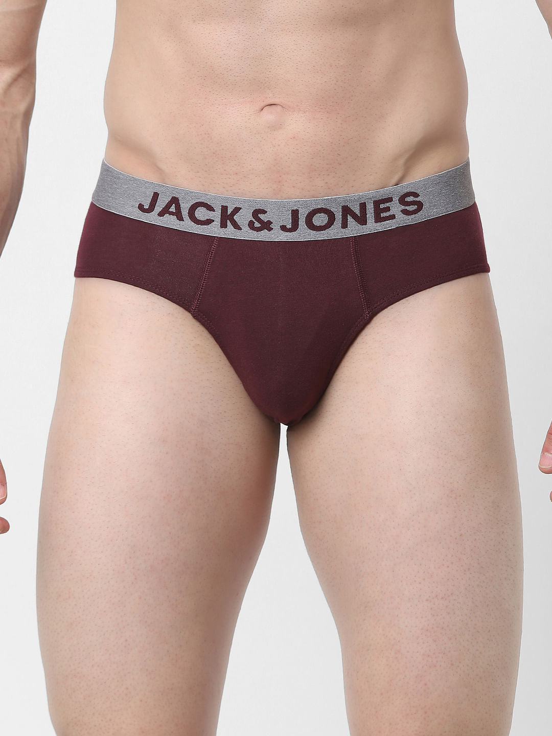 Maroon Logo Print Briefs - S