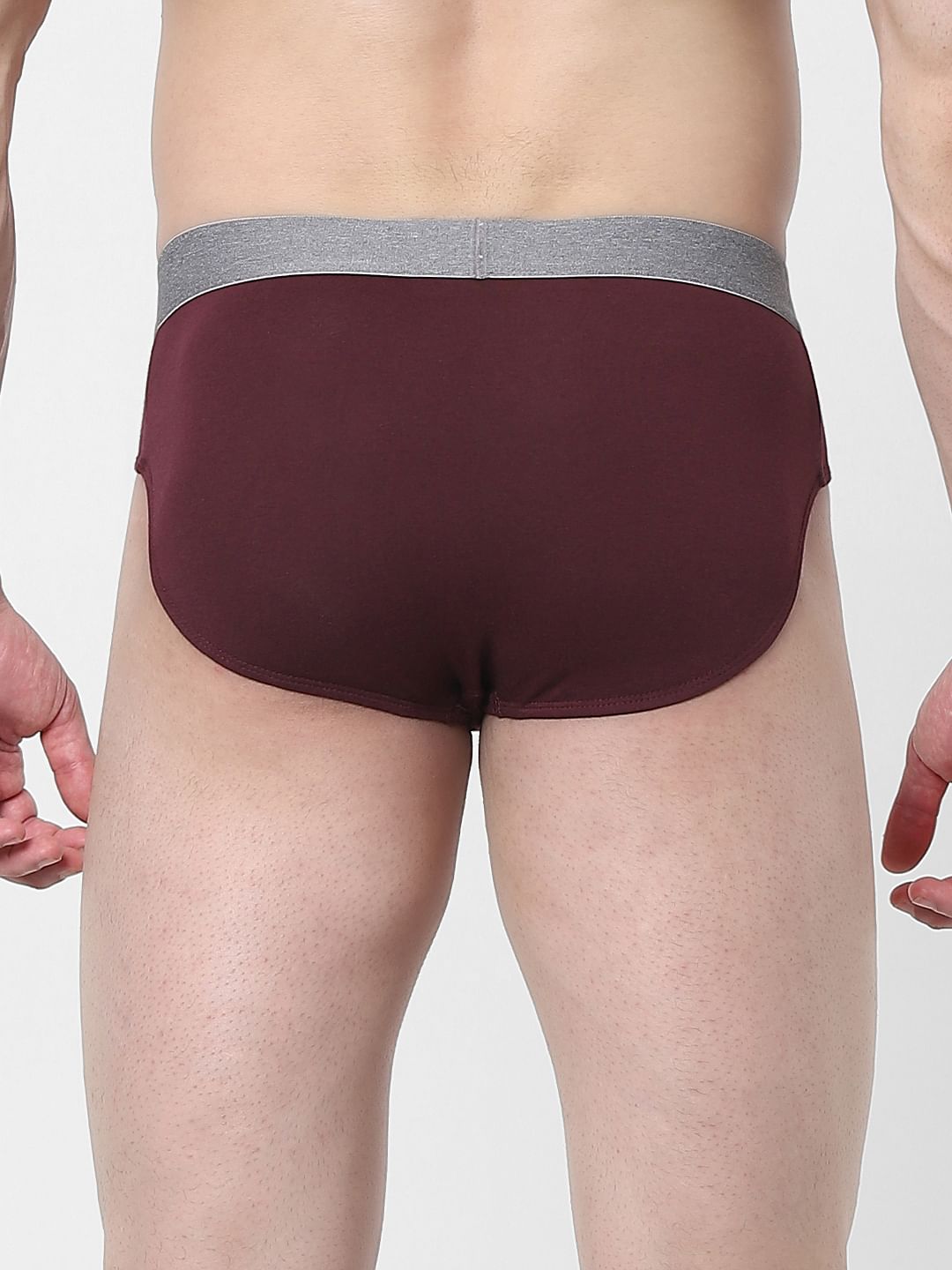 Maroon Logo Print Briefs