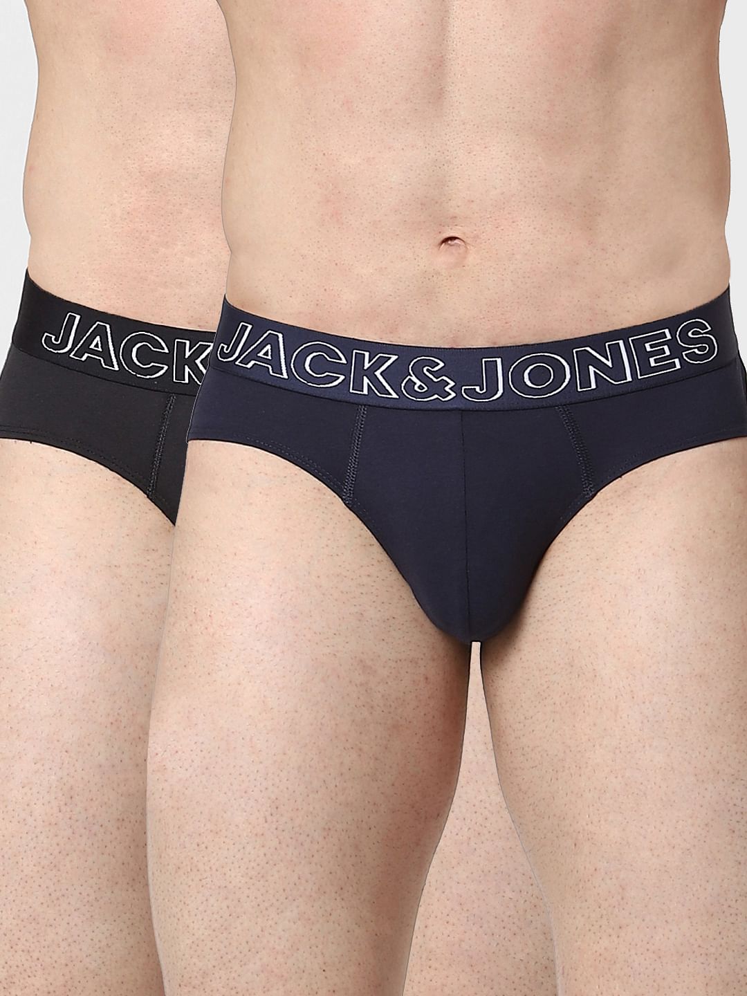 Pack Of 2 Black & Navy Blue Briefs - S