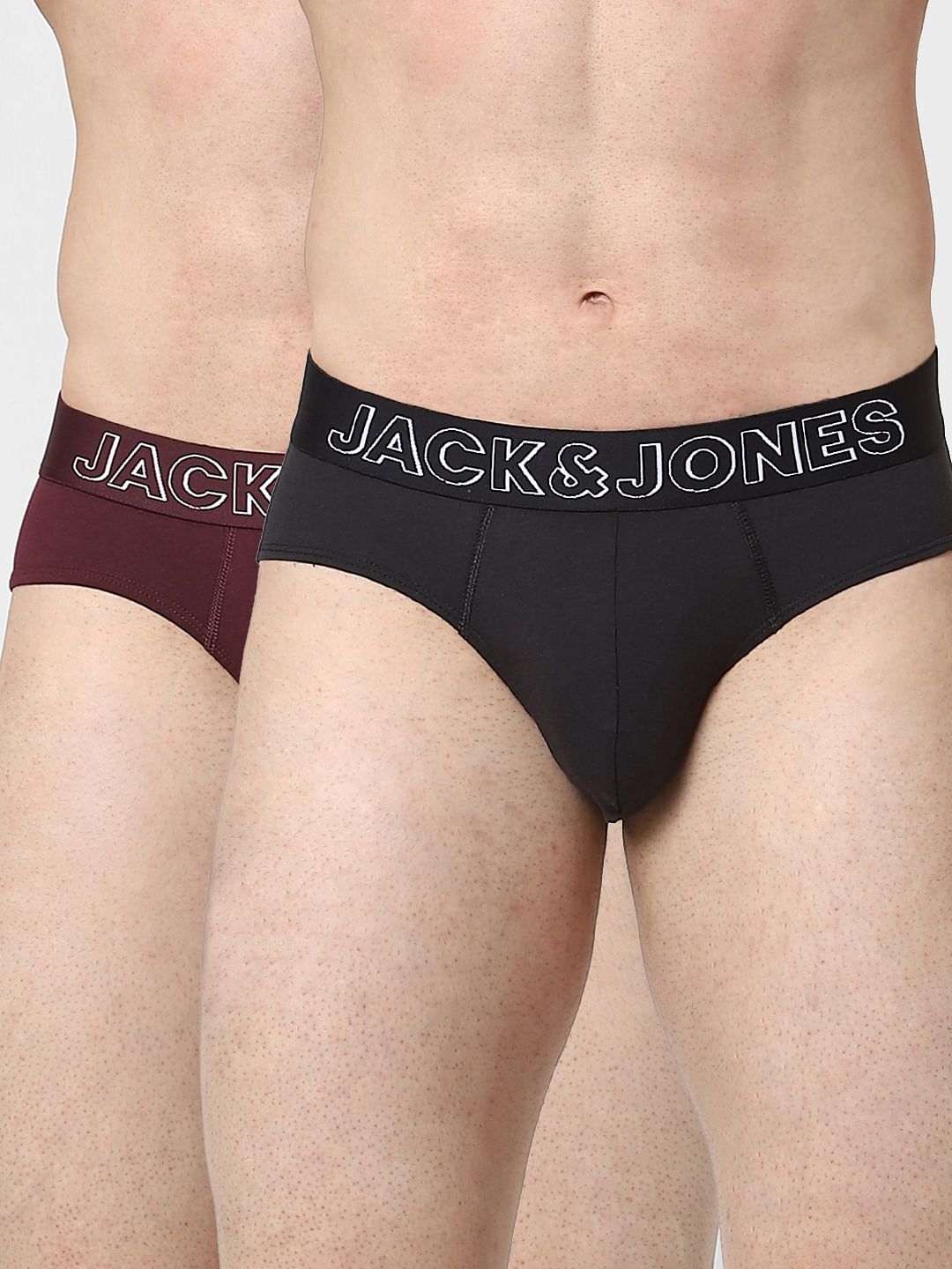 Pack Of 2 Black & Maroon Briefs - S