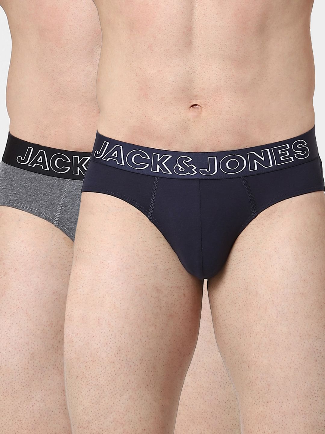 Pack Of 2 Blue & Grey Briefs - S