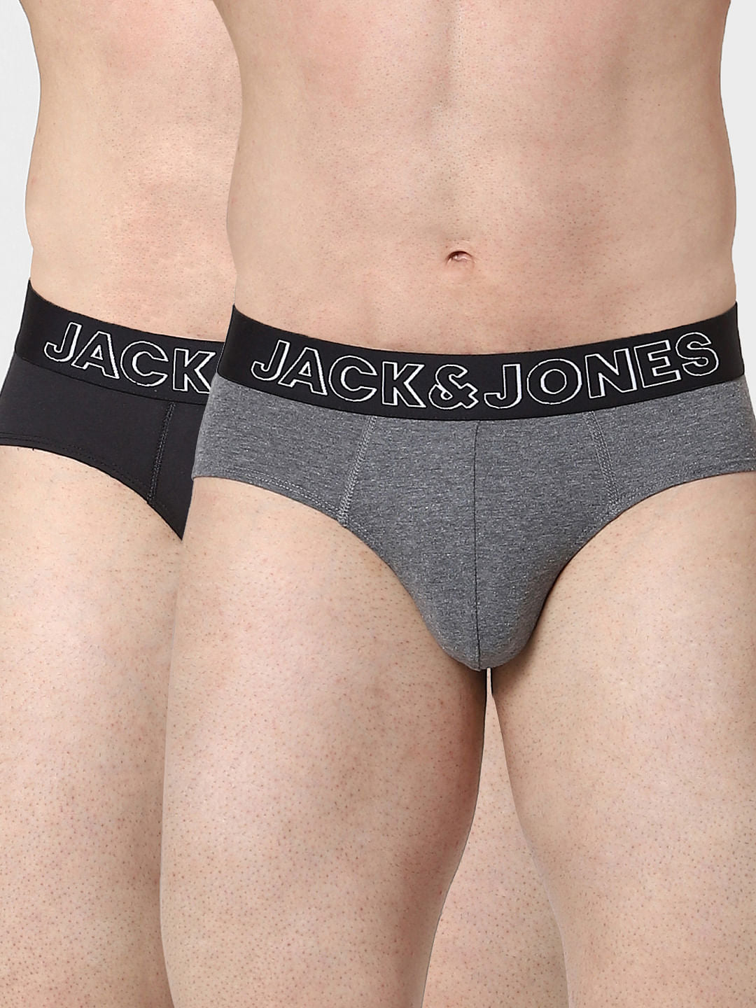 Pack Of 2 Black & Grey Briefs - S