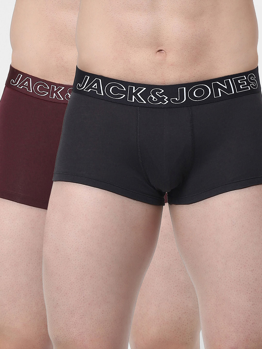 Pack Of 2 Black & Maroon Trunks - S