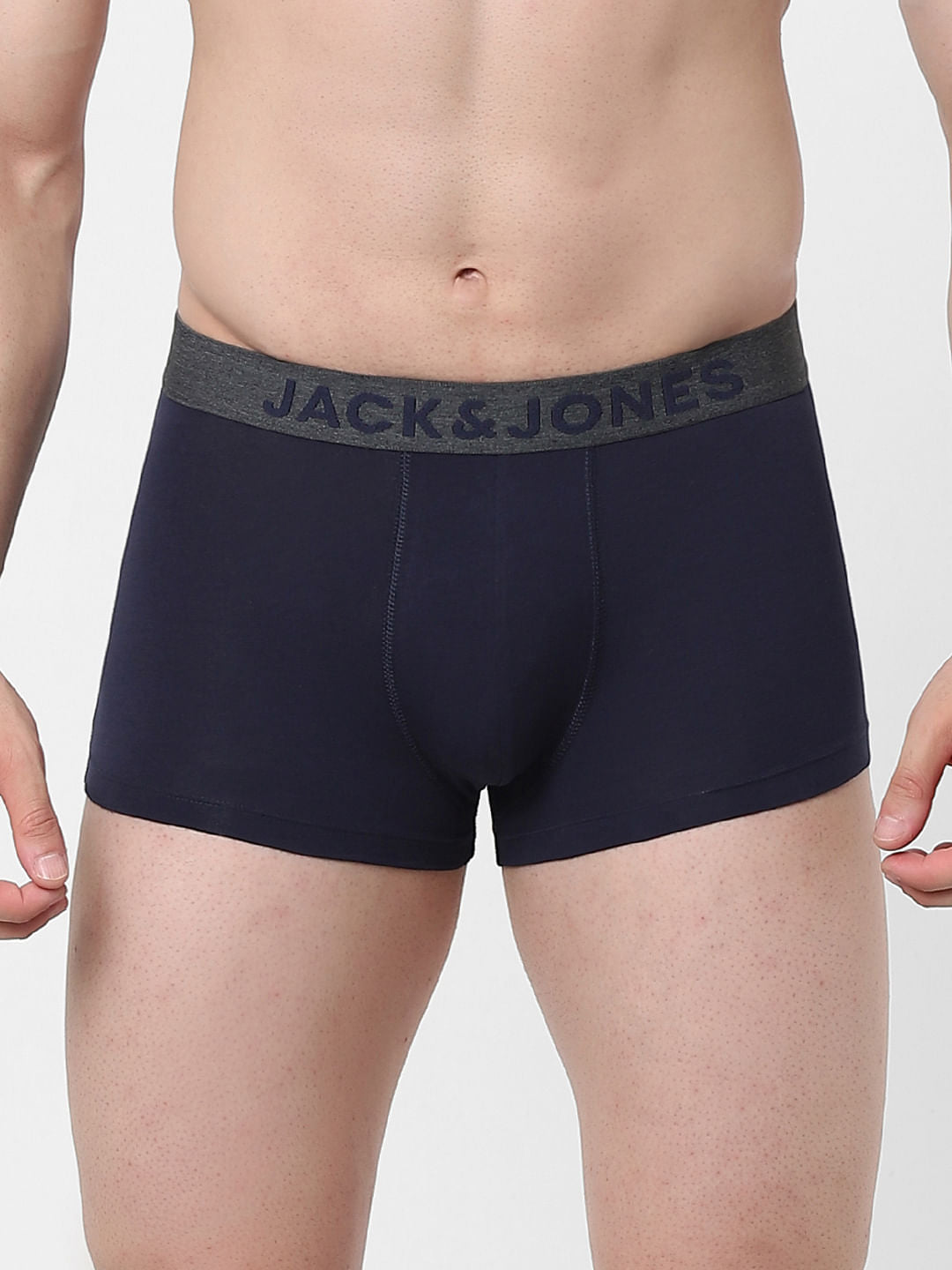 Navy Blue Logo Print Trunks - S
