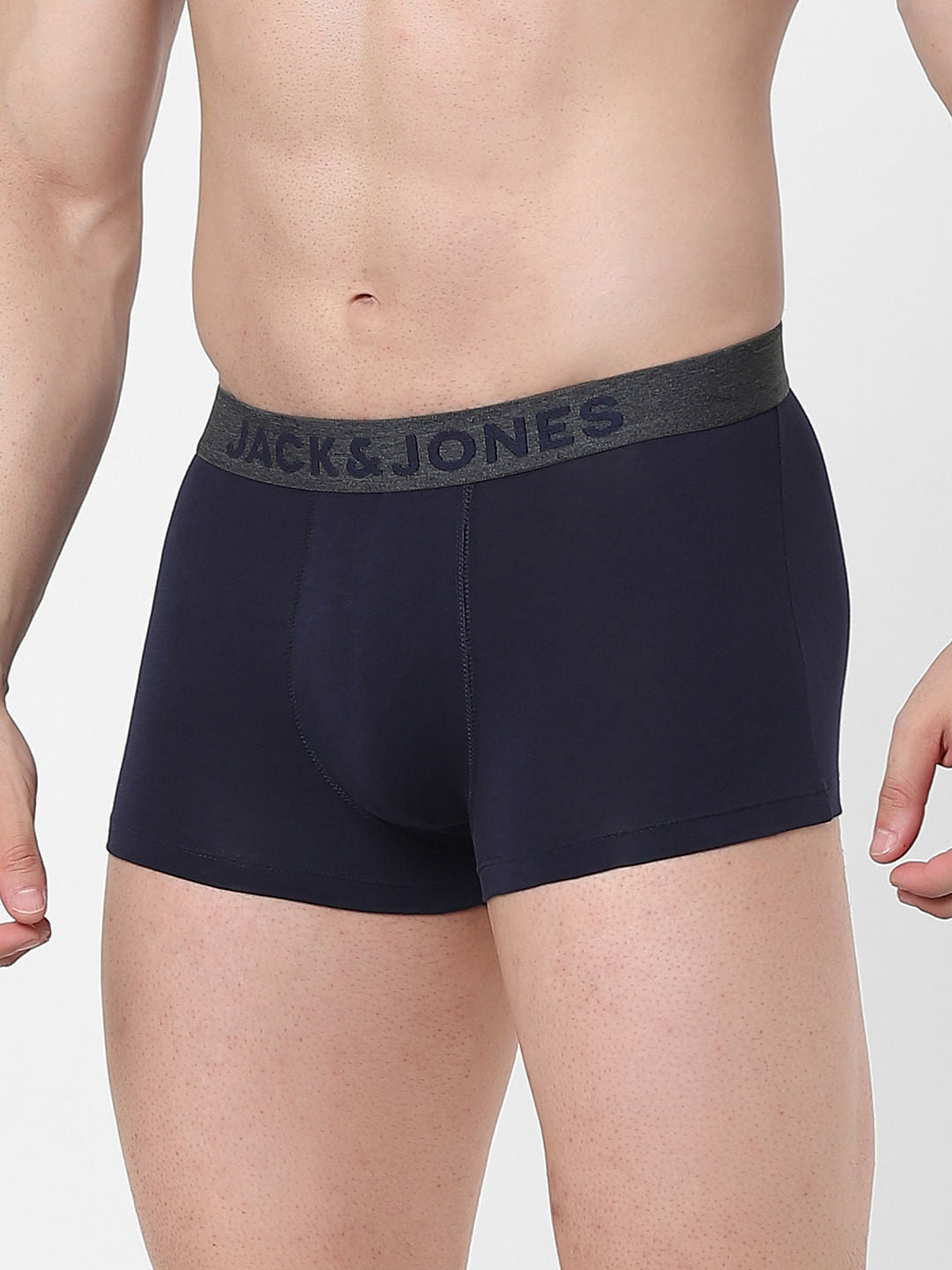 Navy Blue Logo Print Trunks