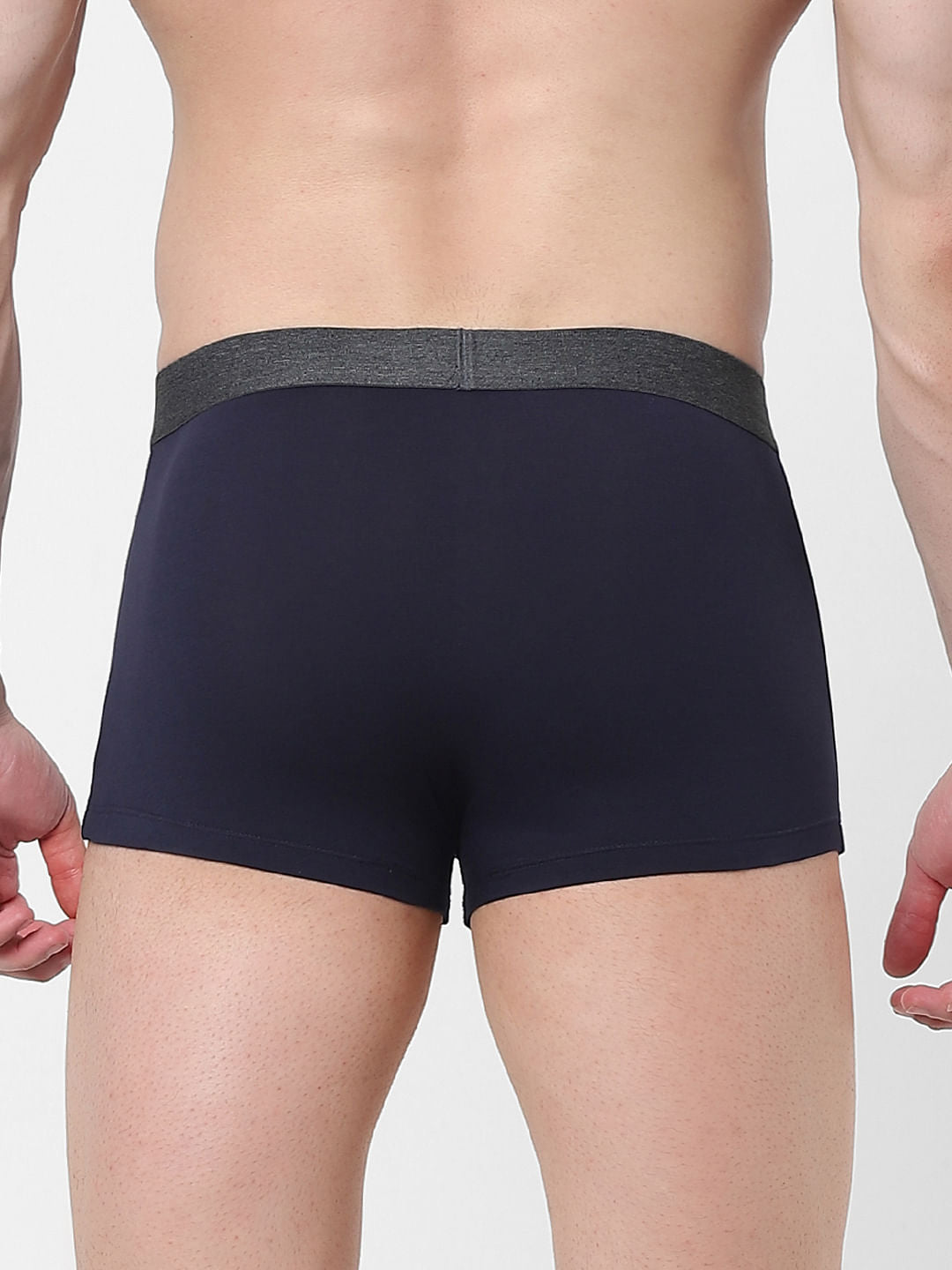 Navy Blue Logo Print Trunks