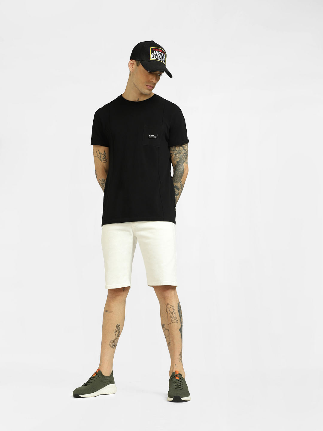 White Low Rise Yard Dyed Denim Shorts - S