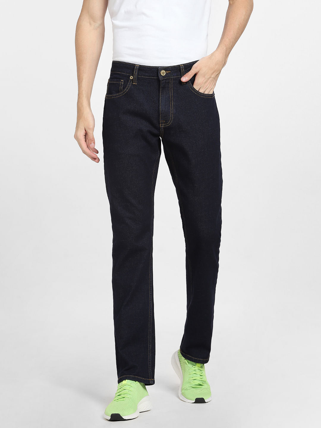 Dark Blue Mid Rise Clark Regular Jeans