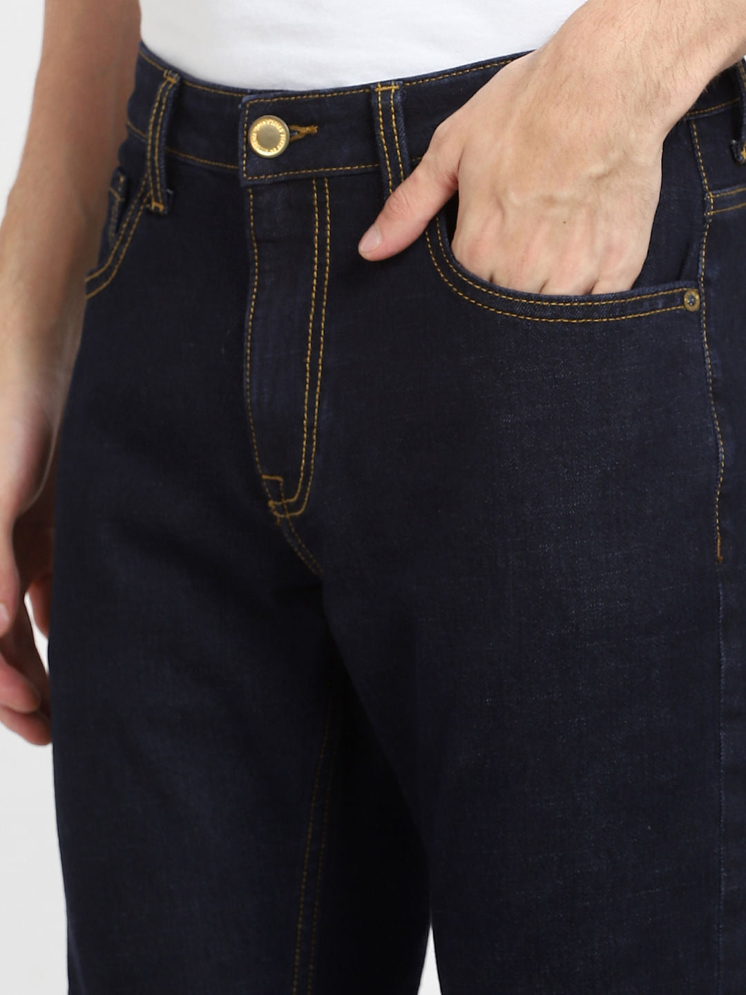Dark Blue Mid Rise Clark Regular Jeans