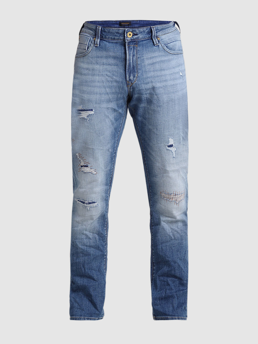 Light Blue Distressed Clark Regular Fit Jeans
