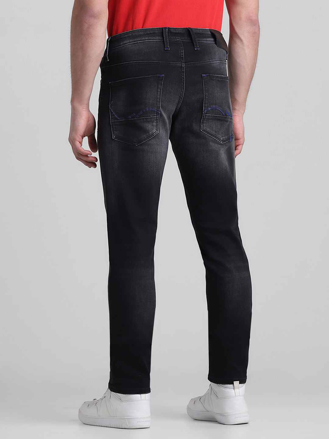 Black Low Rise Distressed Glenn Slim Jeans