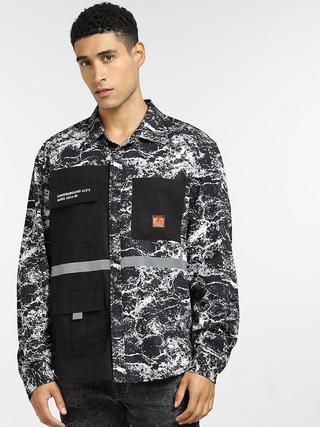Black Cut & Sew Oversized Shirt