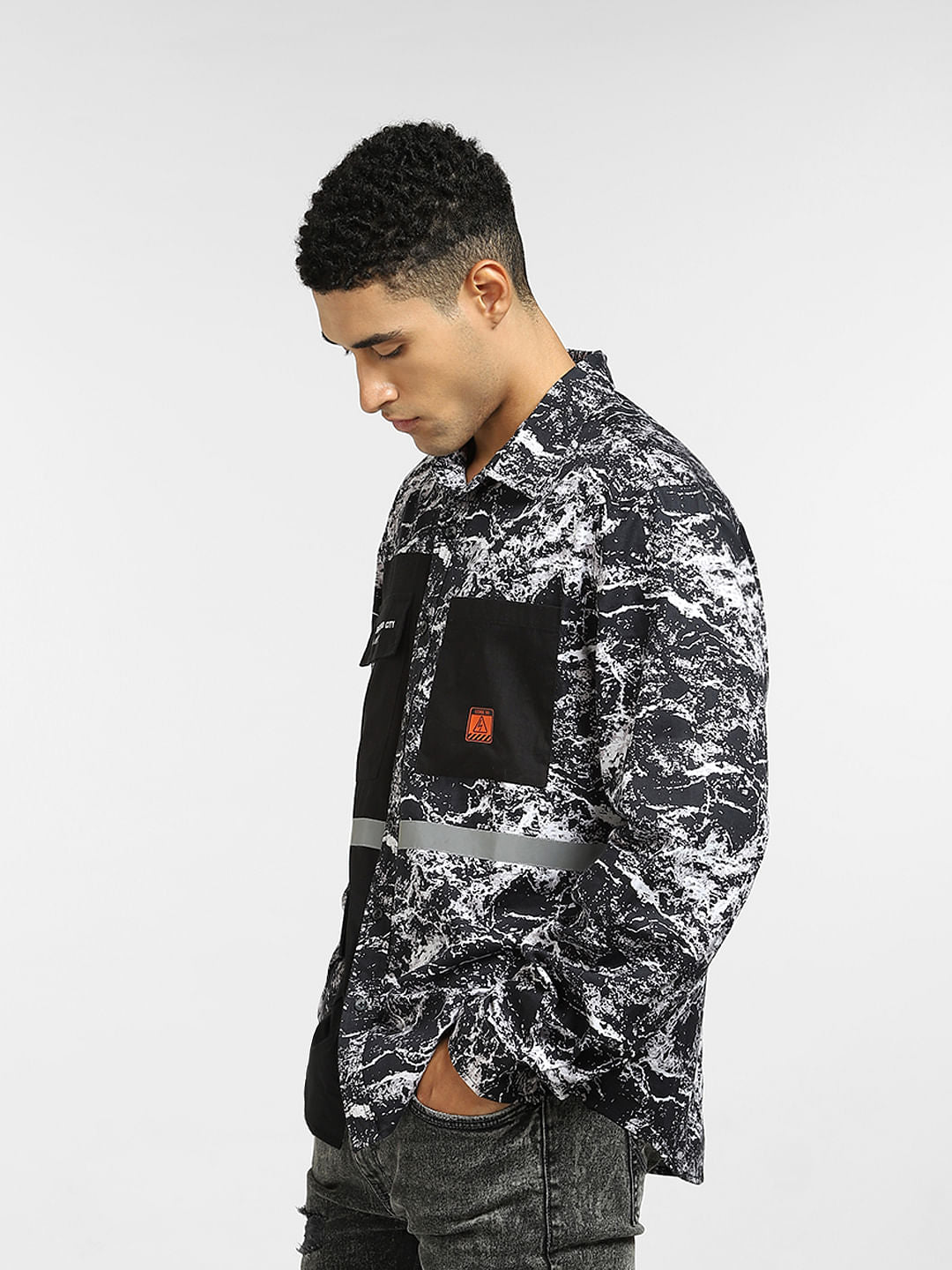 Black Cut & Sew Oversized Shirt