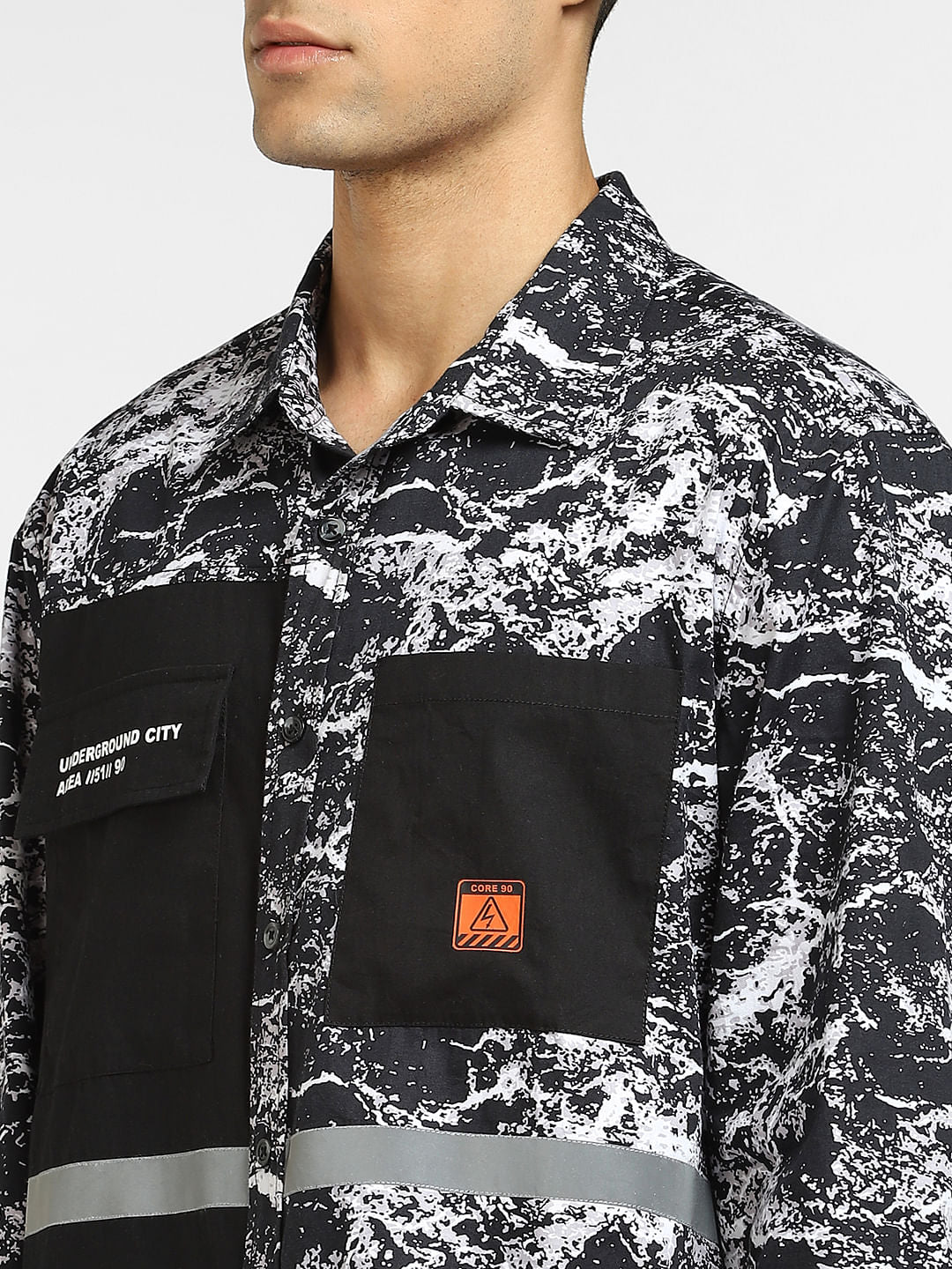Black Cut & Sew Oversized Shirt