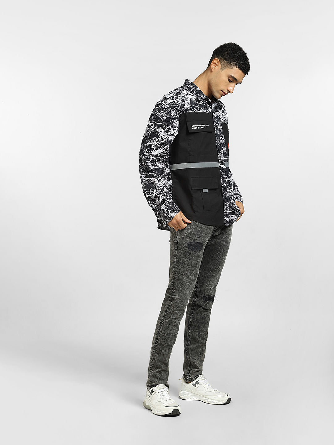 Black Cut & Sew Oversized Shirt