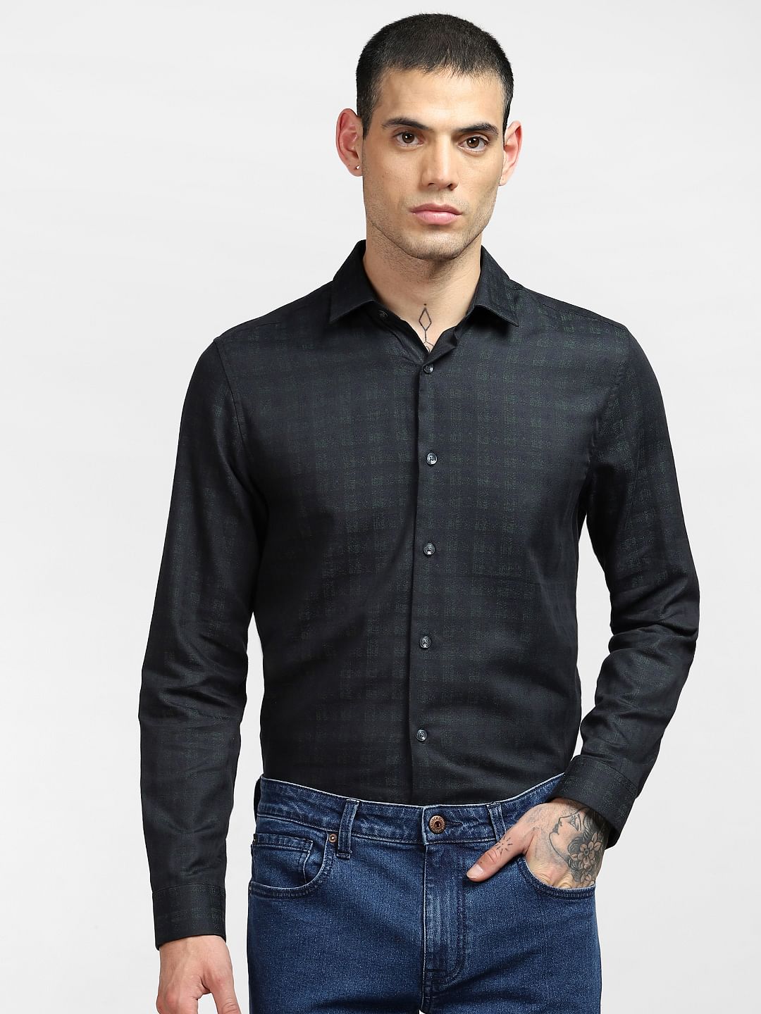 Green Check Full Sleeves Shirt
