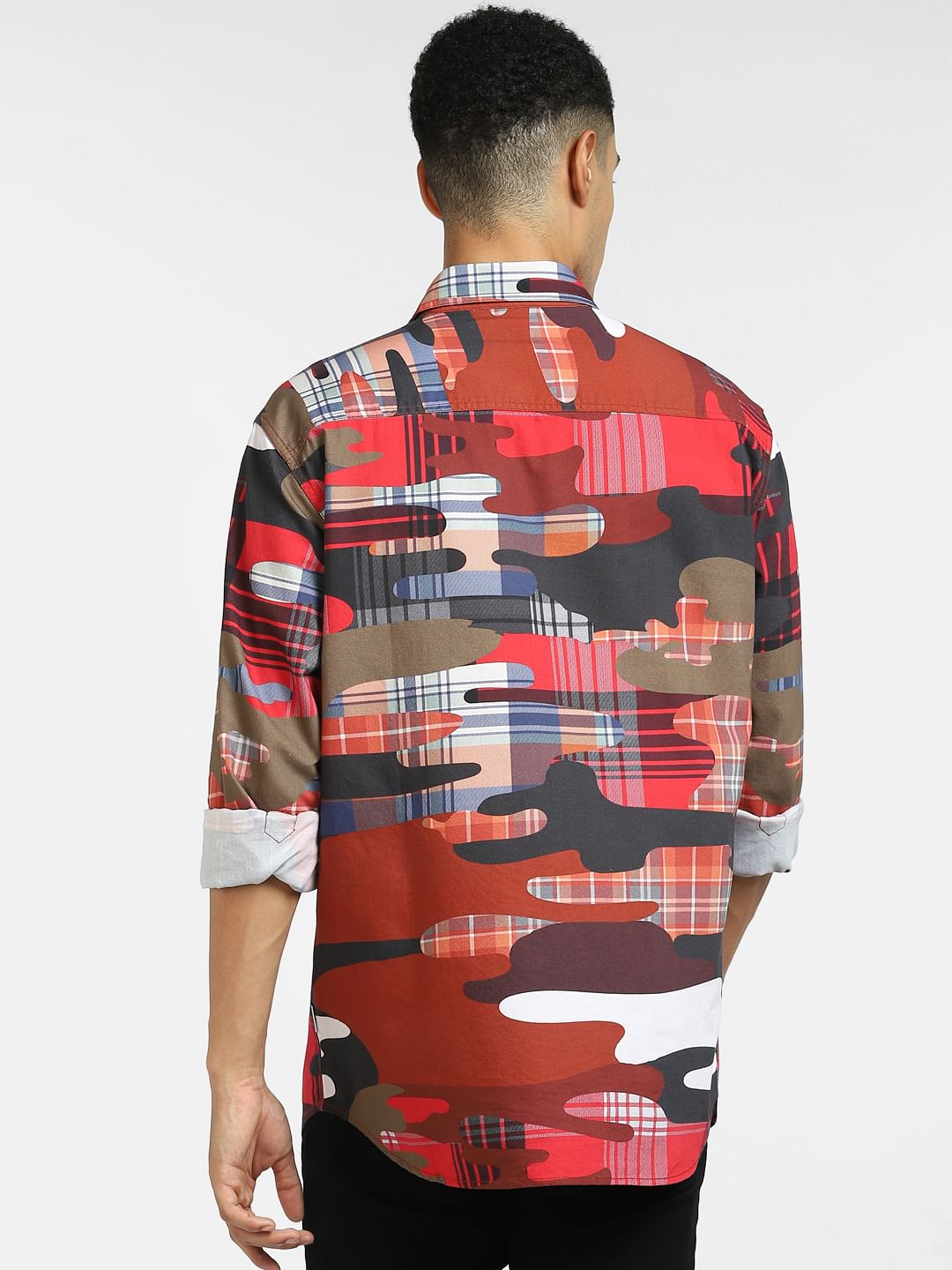 Red Abstract Print Full Sleeves Shirt