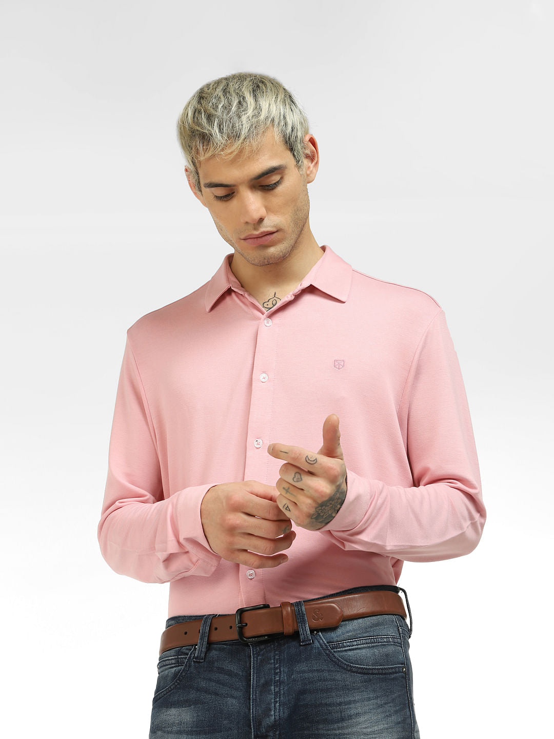 Pink Knit Full Sleeves Shirt - S