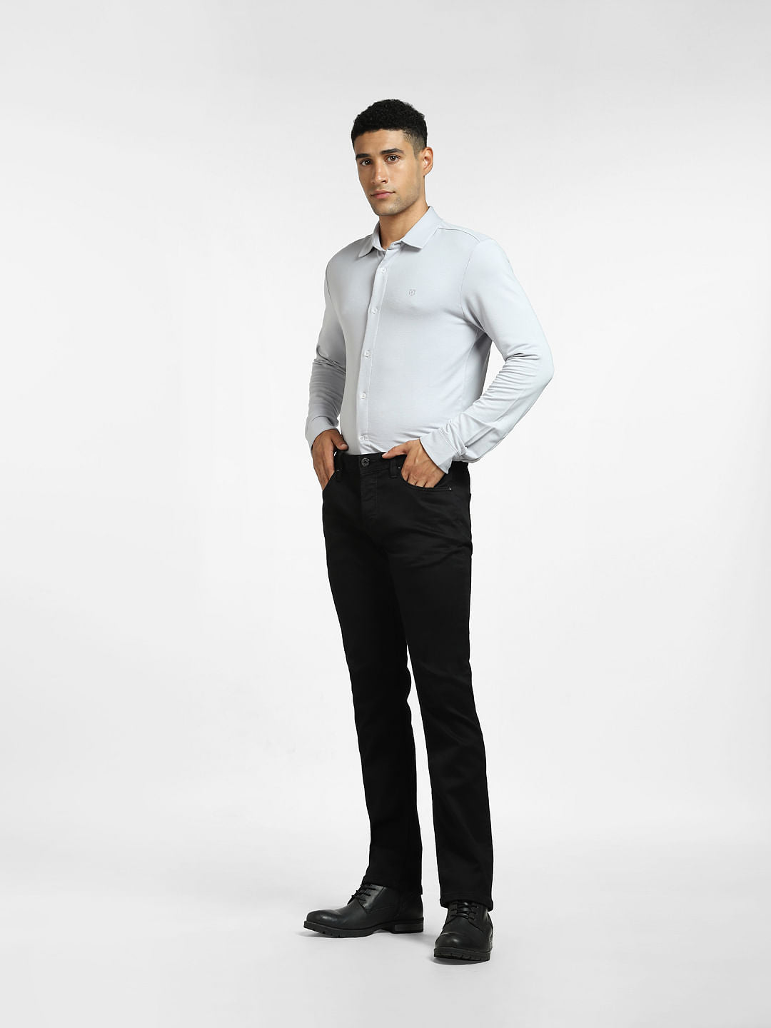 Blue Knit Full Sleeves Shirt
