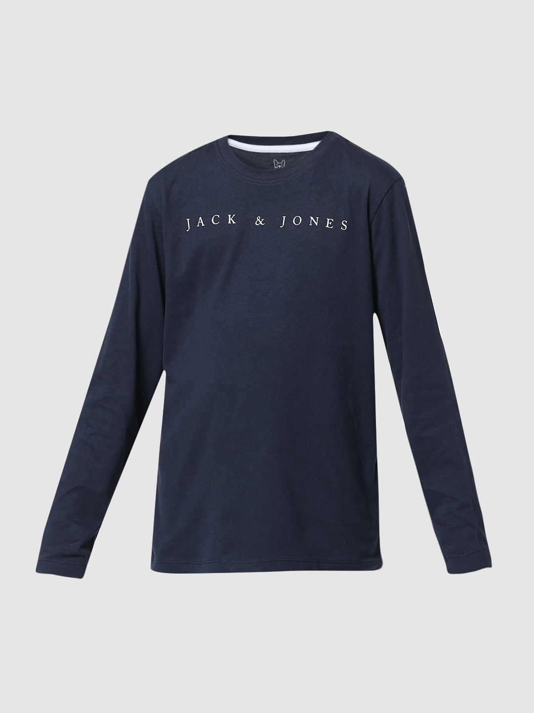 Navy Blue Logo Print T-shirt