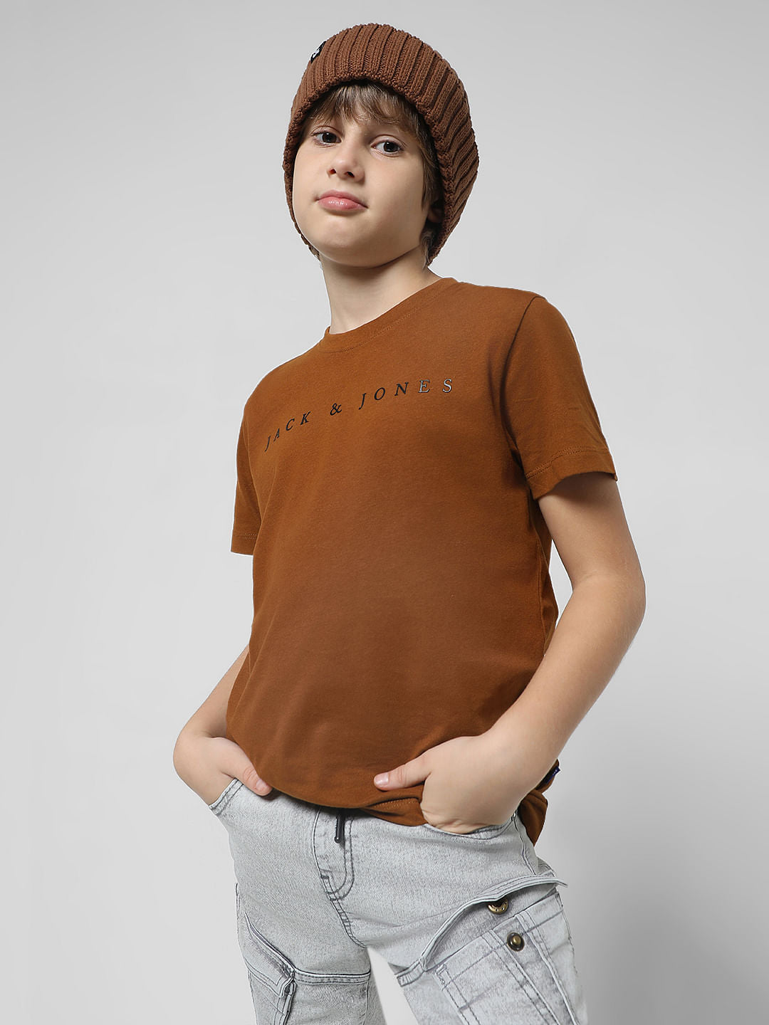 Brown Logo Print T-shirt - 4/5Y