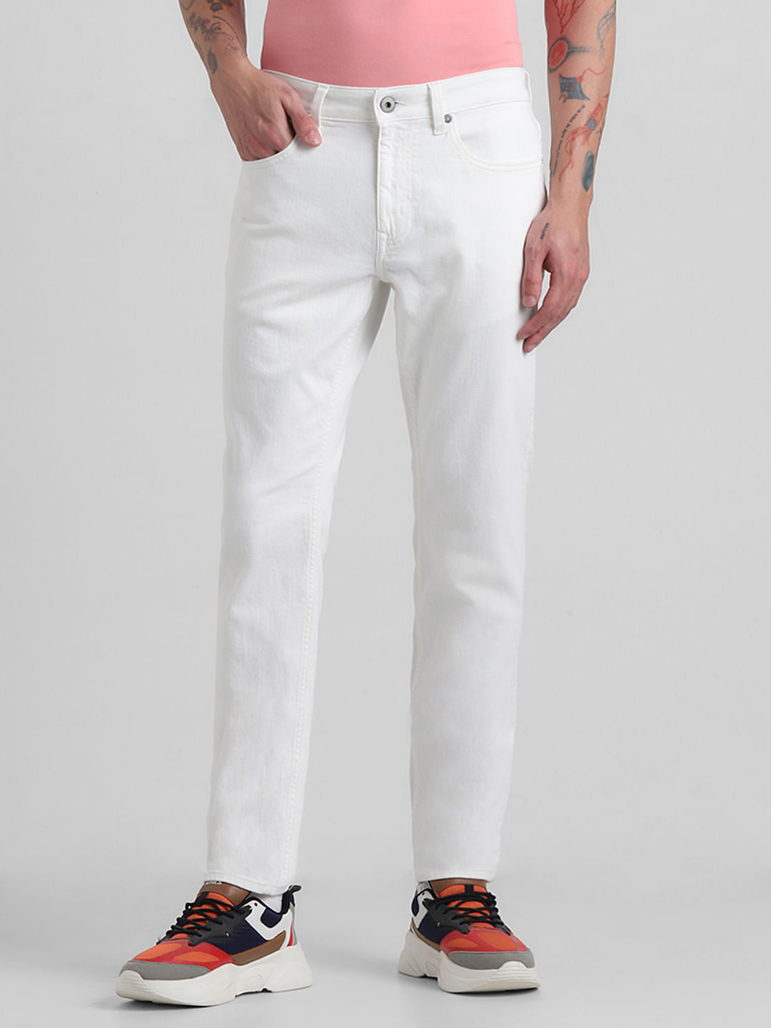 White Low Rise Glenn Slim Fit Jeans - 28/30