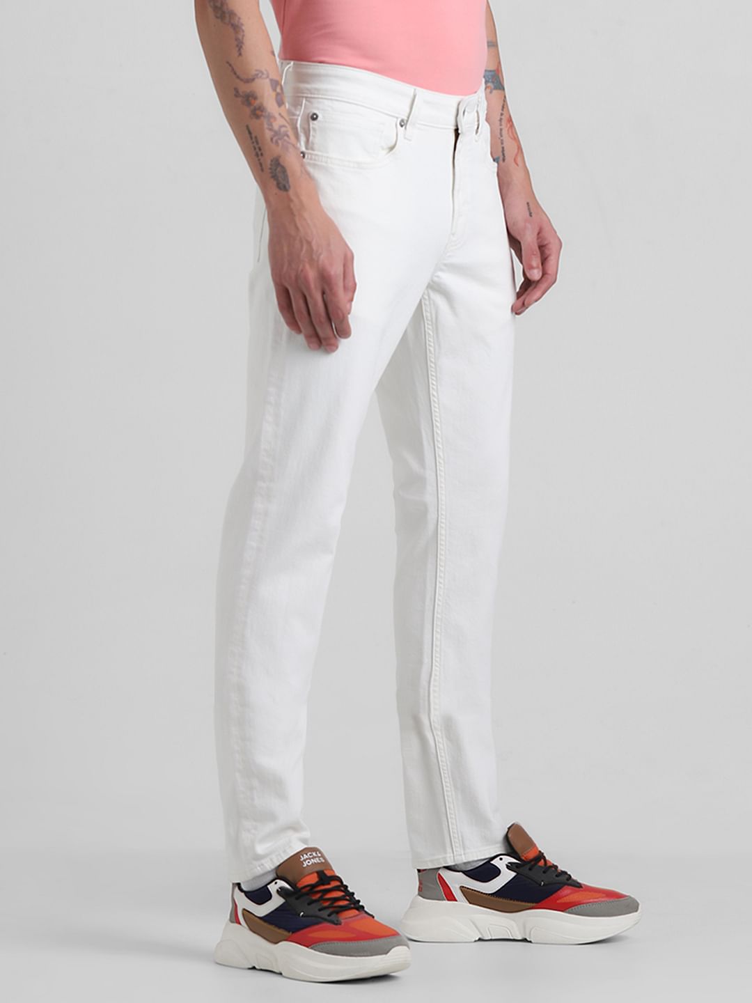 White Low Rise Glenn Slim Fit Jeans