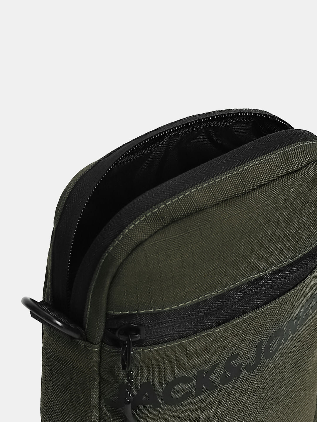 Dark Green Logo Print Sling Bag