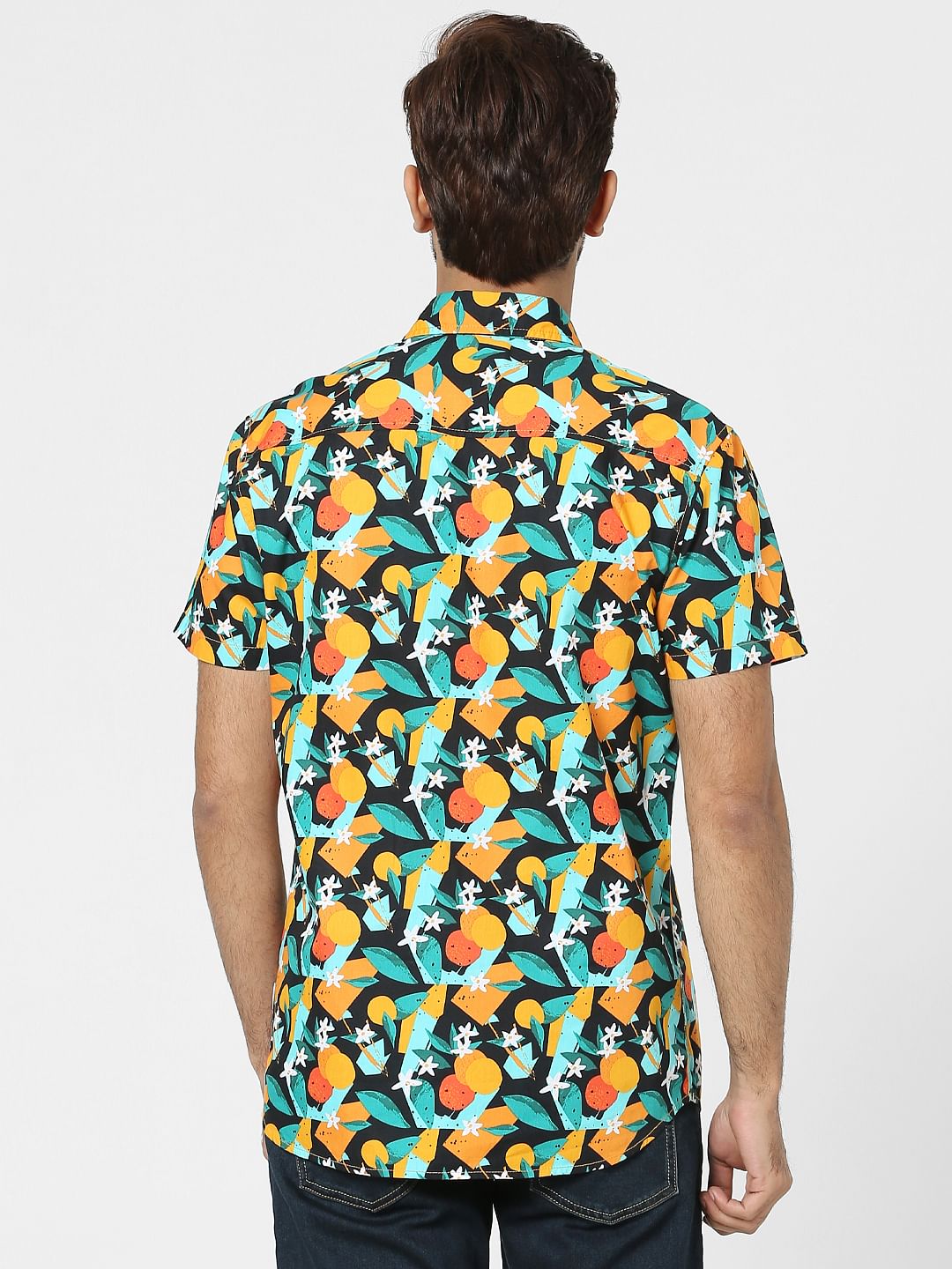 Black Printed Half Sleeves Shirt