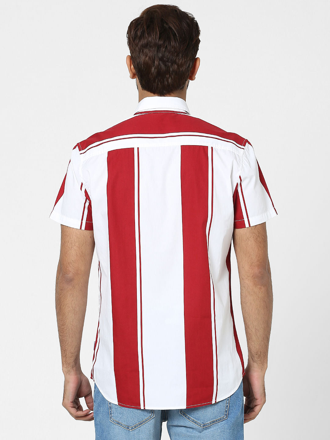 Red Striped Half Sleeves Shirt