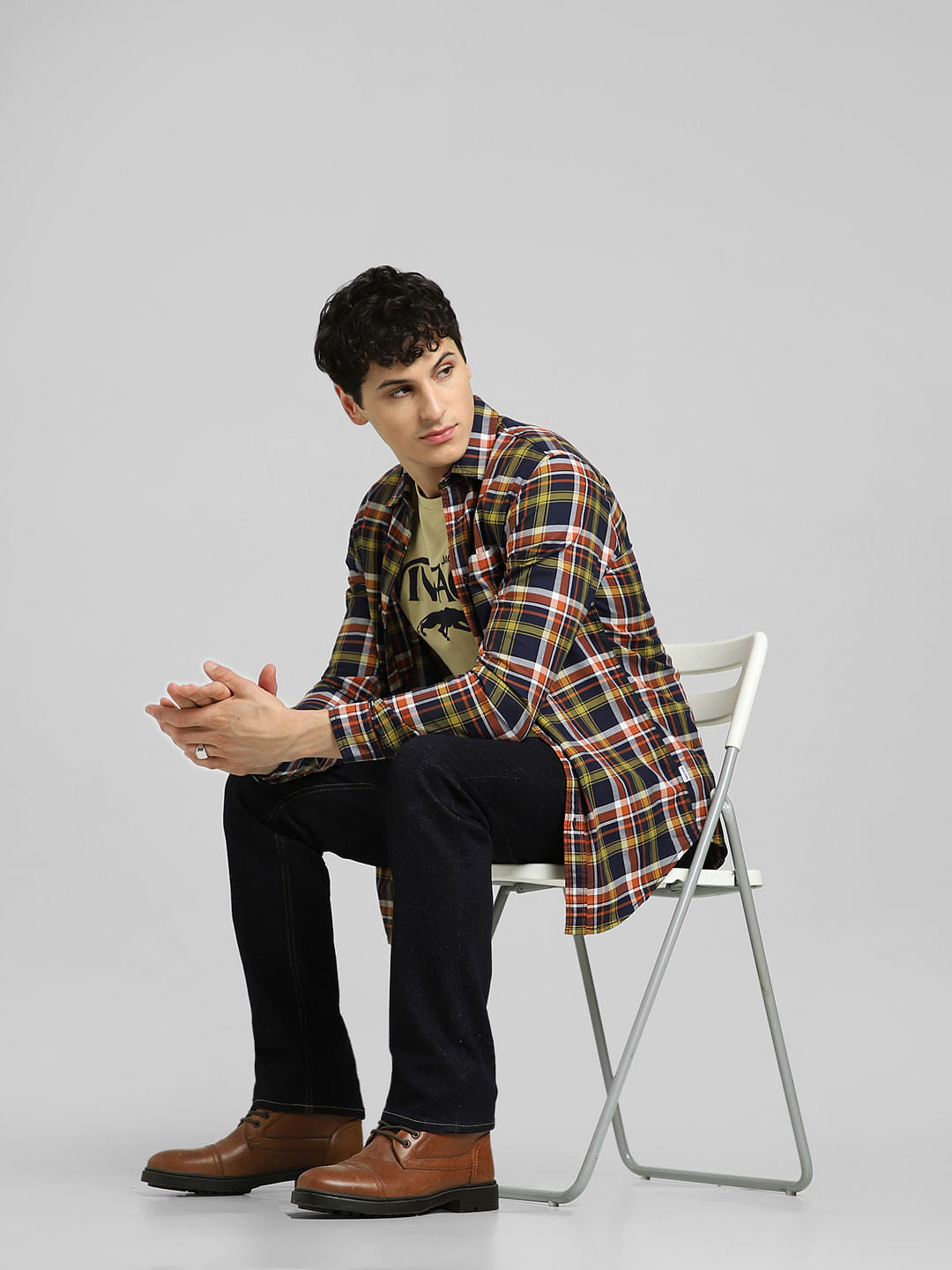 Red Check Full Sleeves Shirt - S