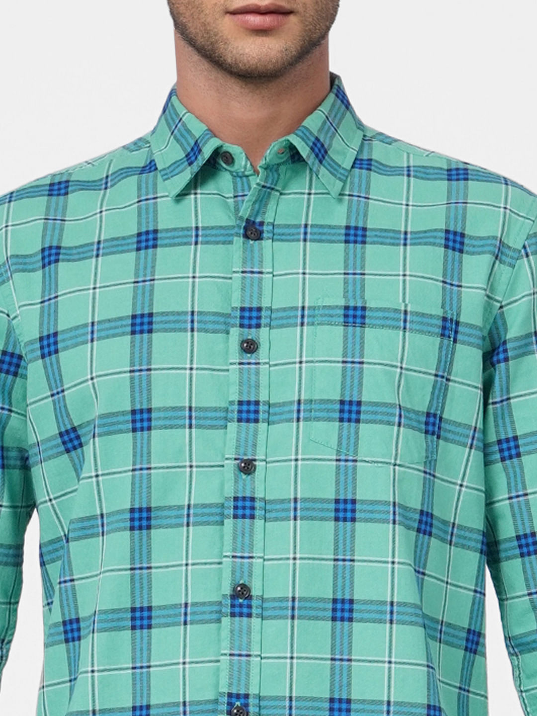Green Check Full Sleeves Shirt