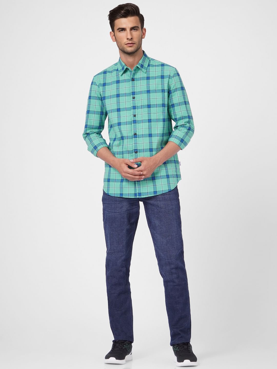 Green Check Full Sleeves Shirt