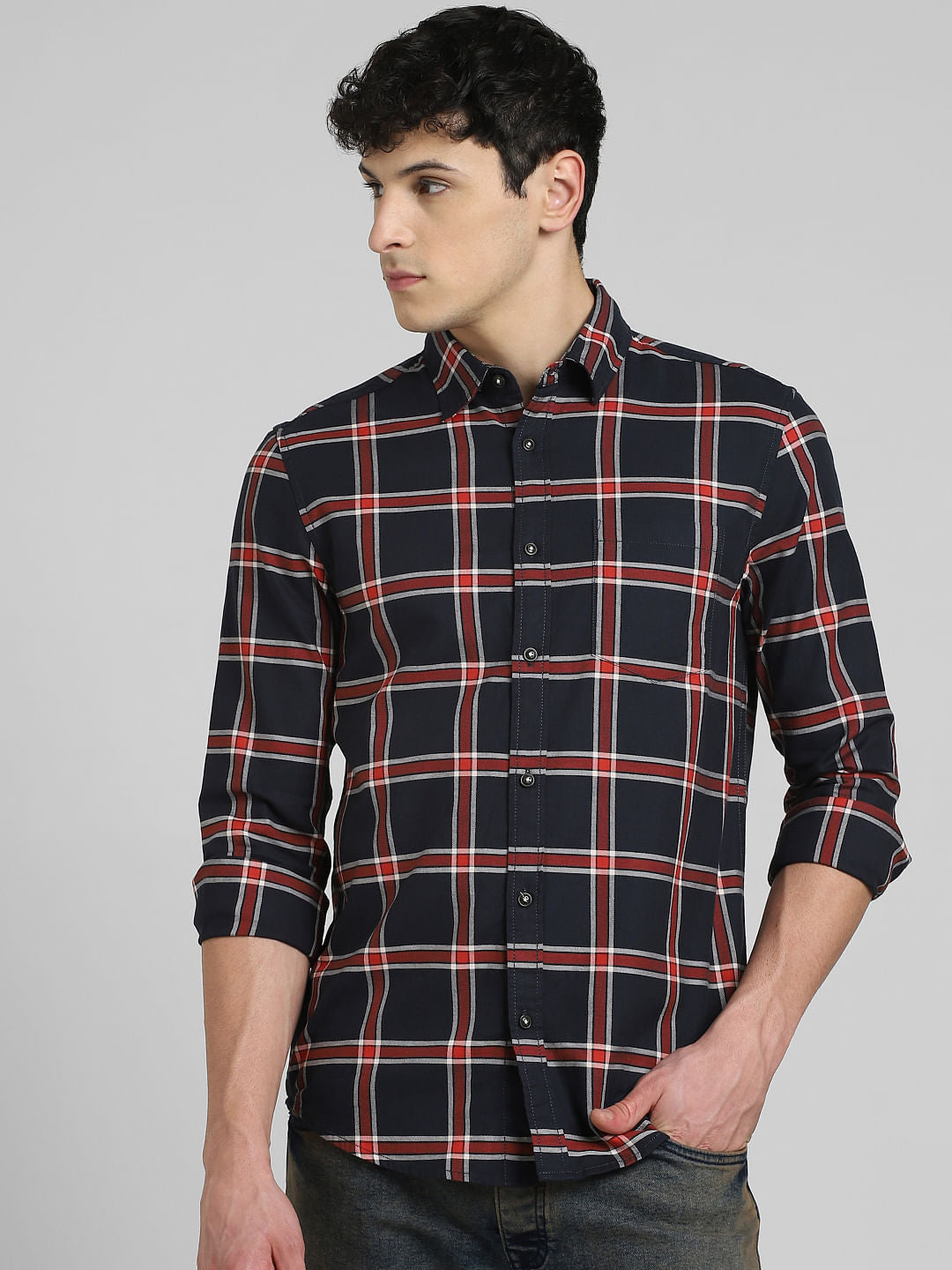 Blue Check Full Sleeves Shirt