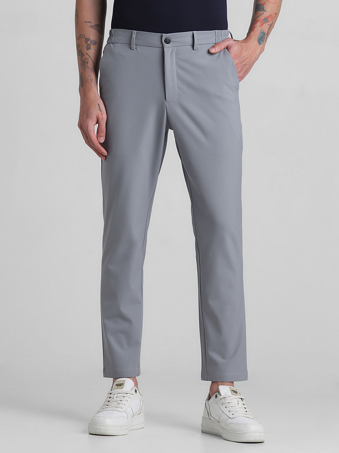 Grey Mid Rise Casual Pants - 28/30