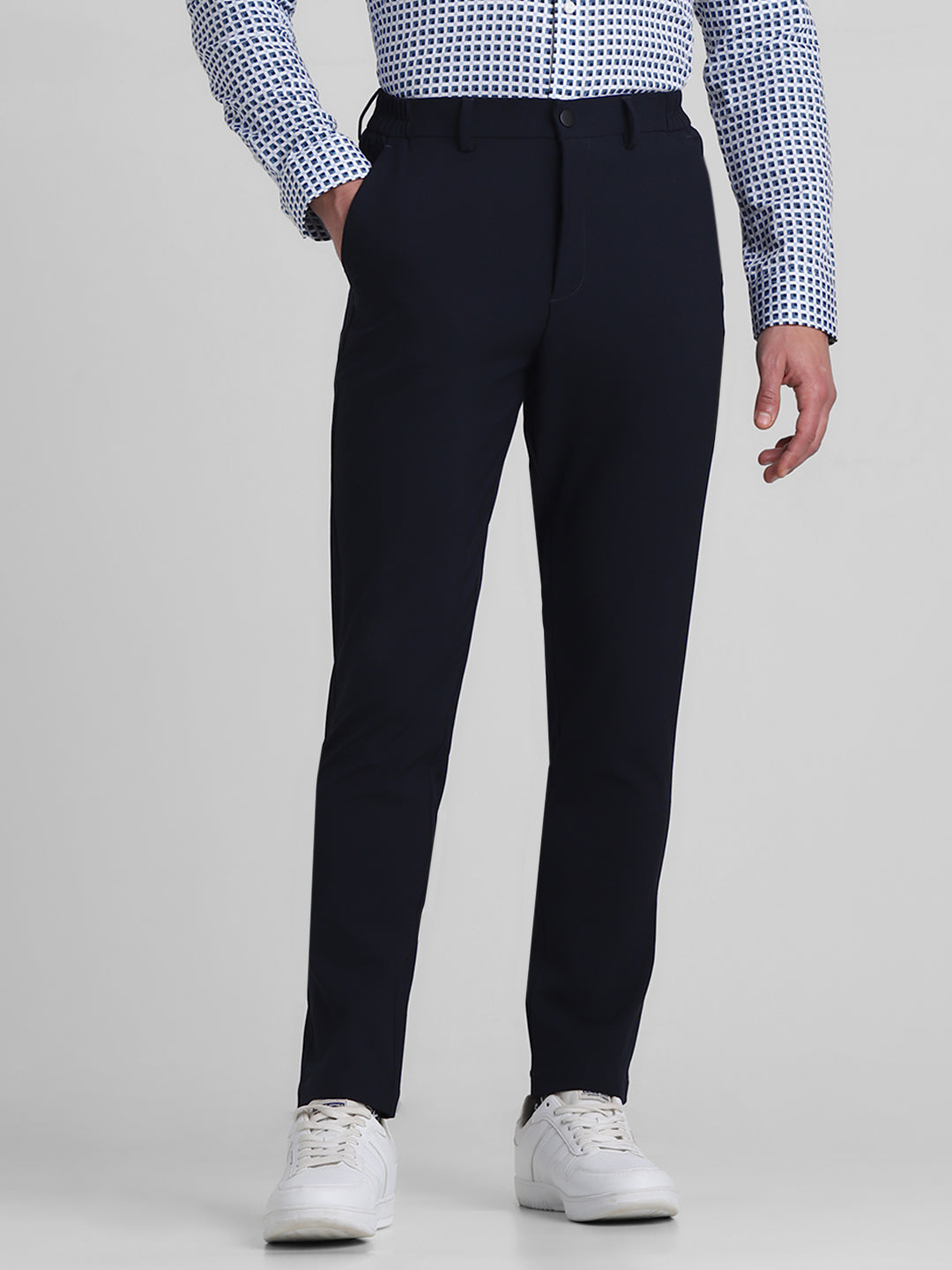 JACK&JONES Dark Blue Mid Rise Slim Fit Pants