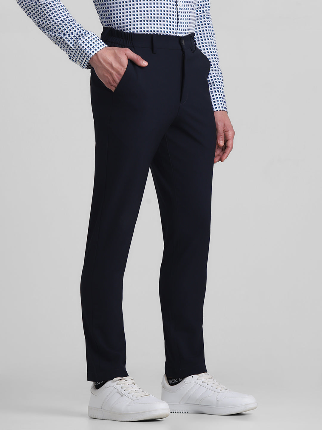 JACK&JONES Dark Blue Mid Rise Slim Fit Pants