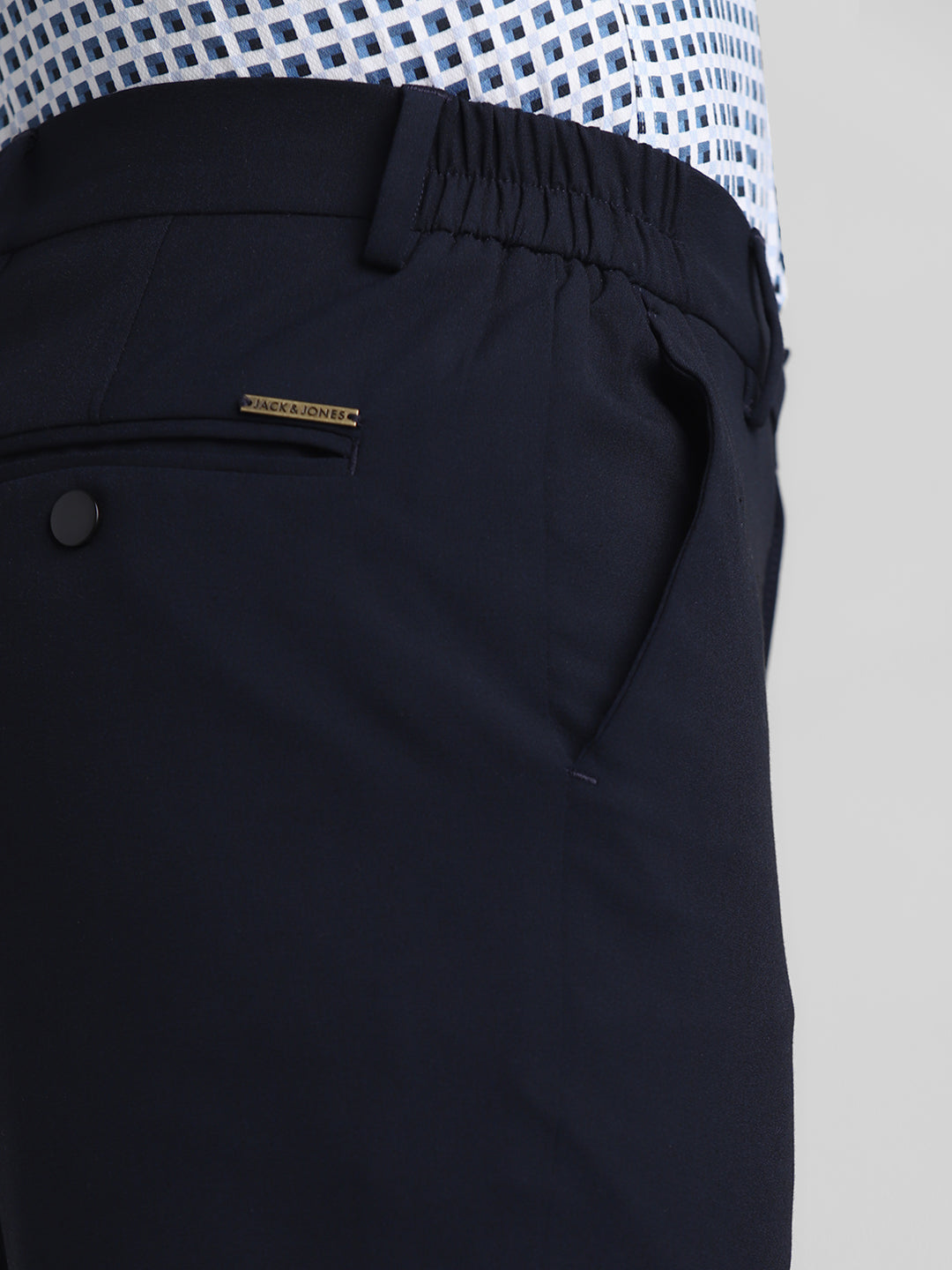JACK&JONES Dark Blue Mid Rise Slim Fit Pants
