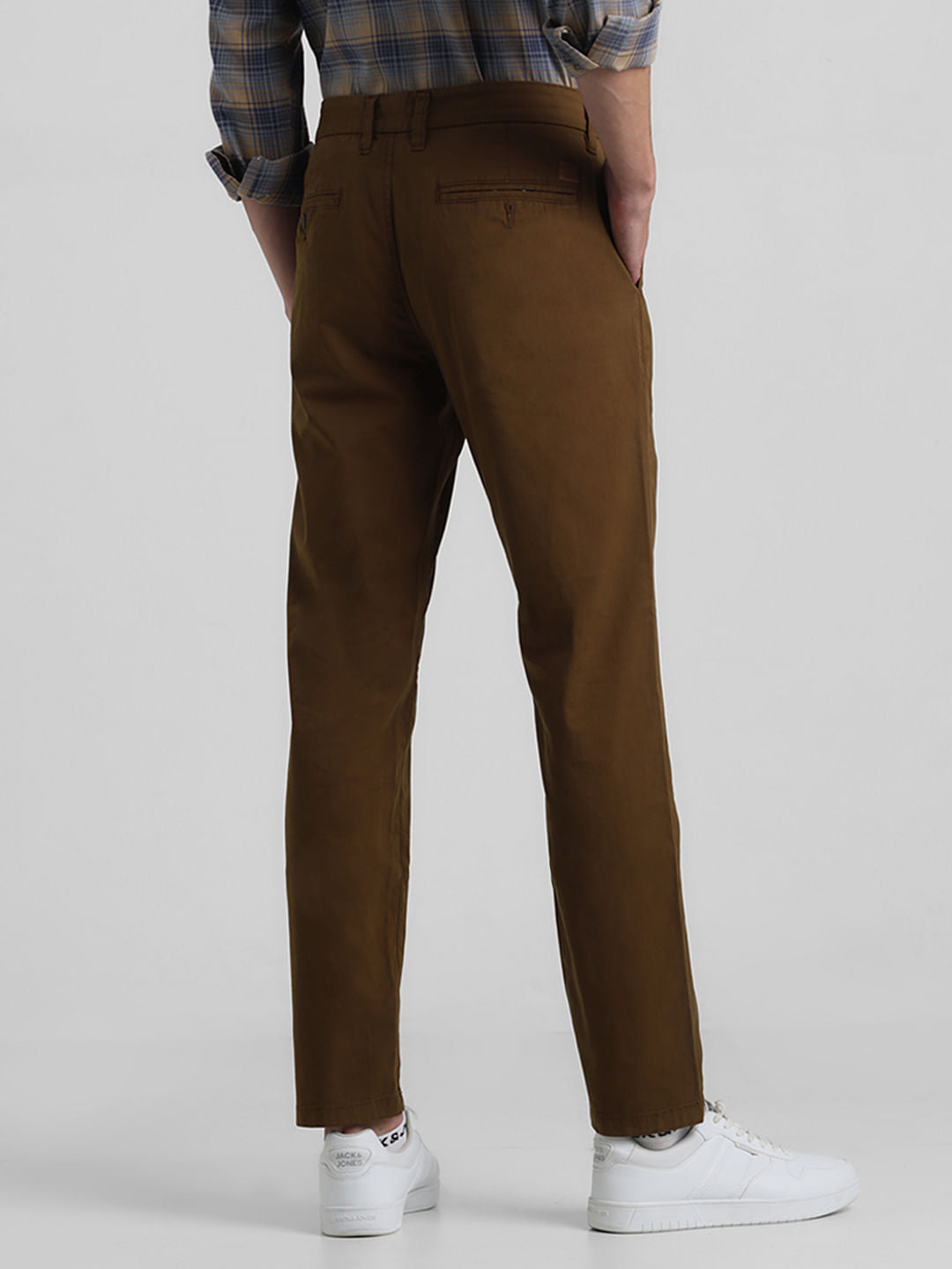 Dark Brown Mid Rise Slim Fit Pants