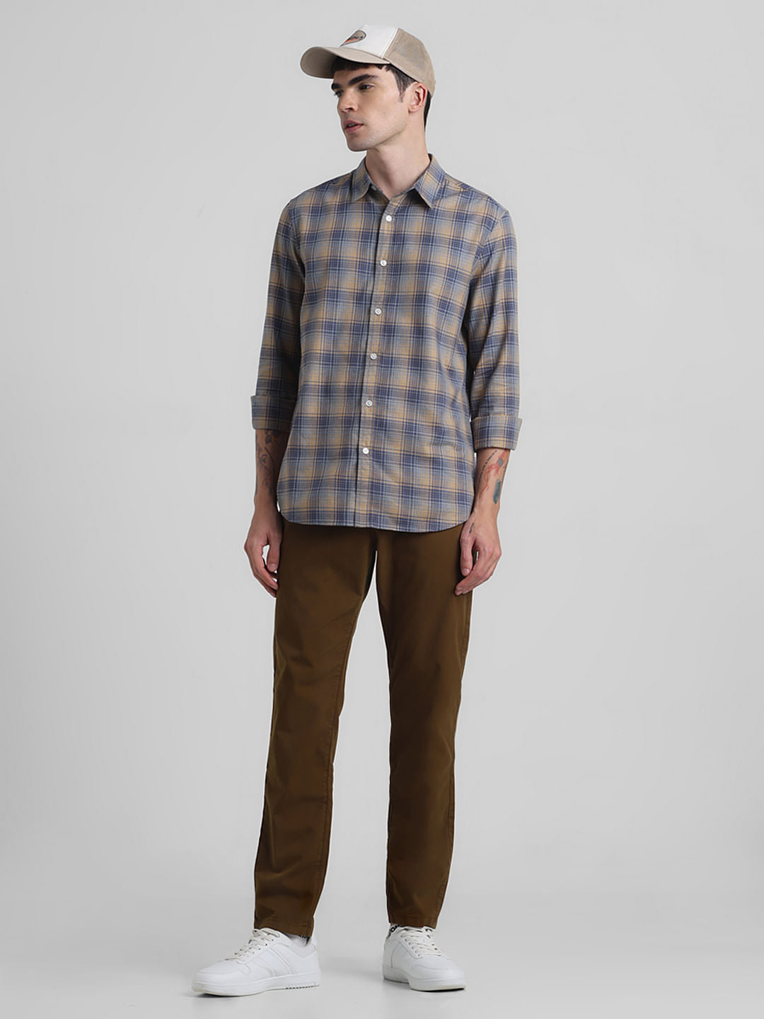 Dark Brown Mid Rise Slim Fit Pants