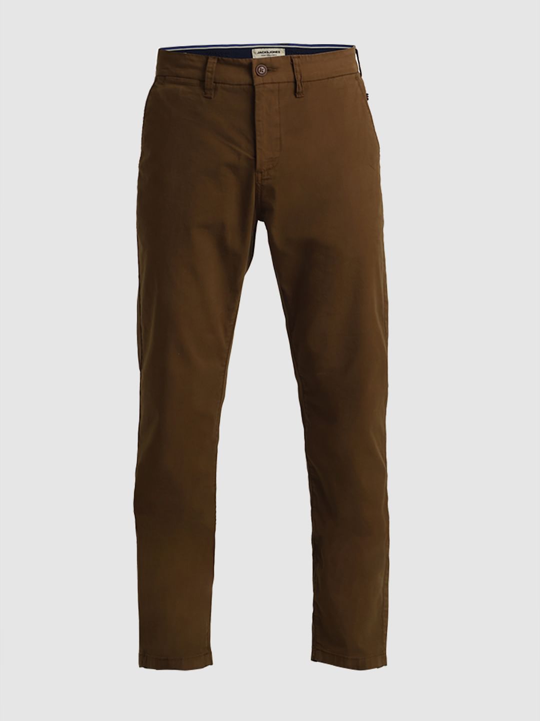 Dark Brown Mid Rise Slim Fit Pants