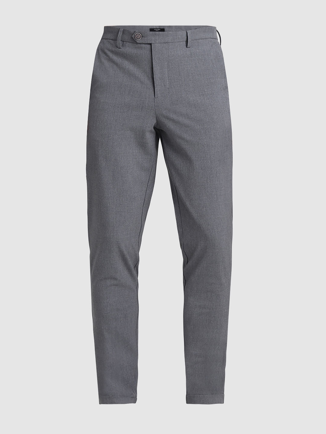 Grey Mid Rise Slim Fit Pants