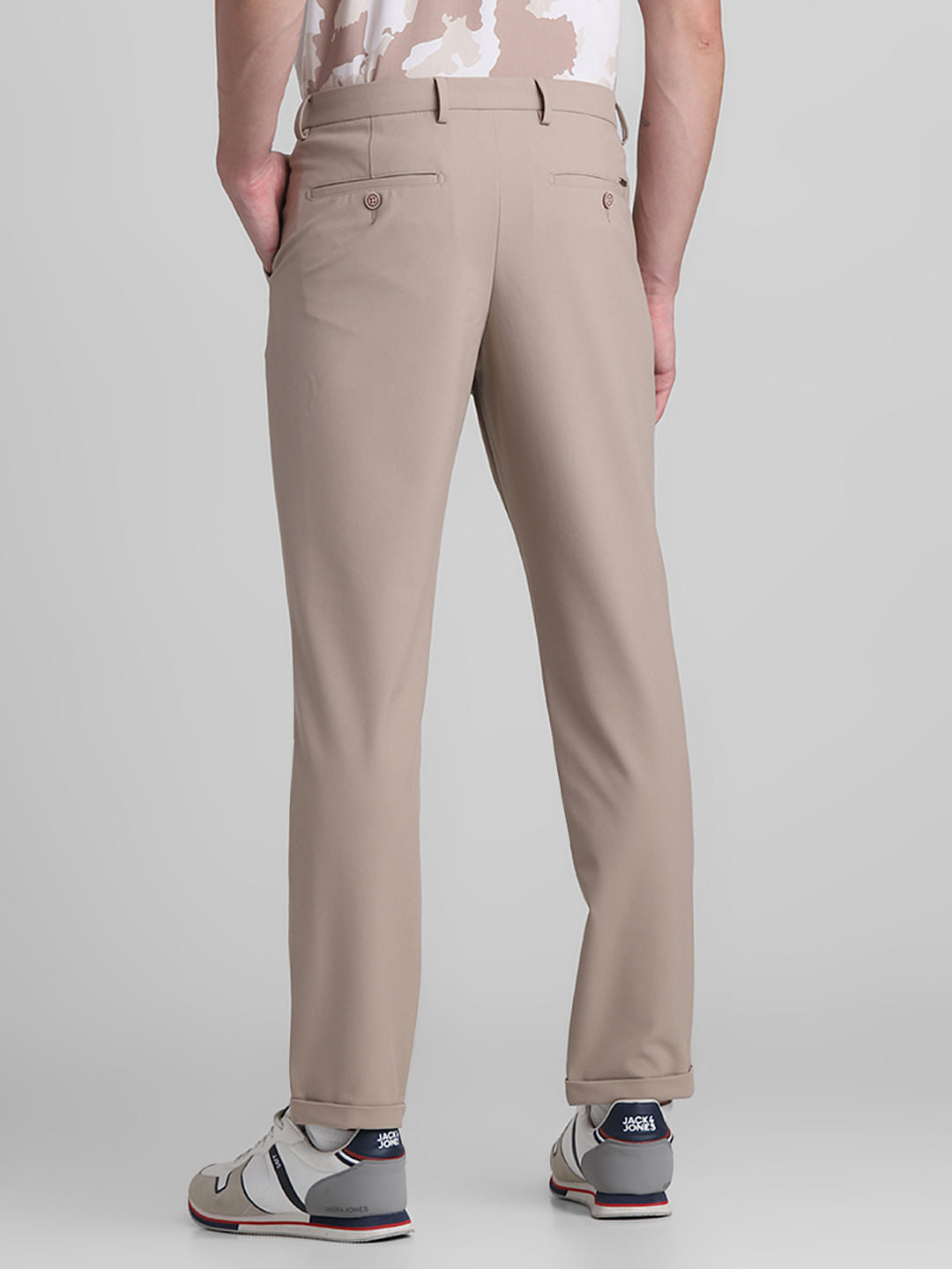 Brown Mid Rise Slim Fit Pants