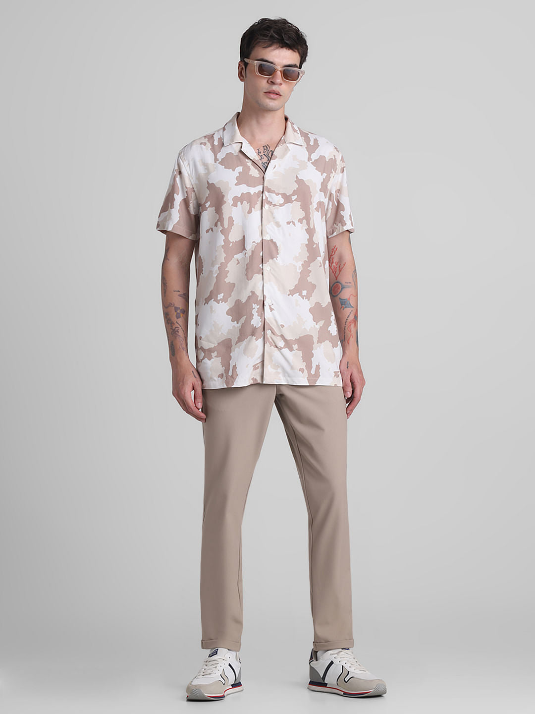 Brown Mid Rise Slim Fit Pants