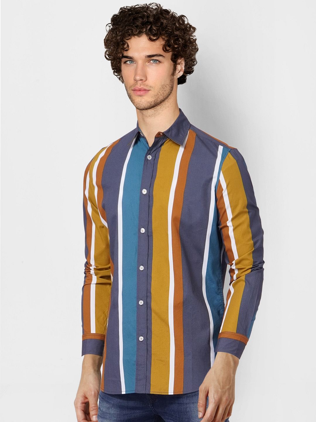 Multi-coloured Striped Full Sleeves Shirt