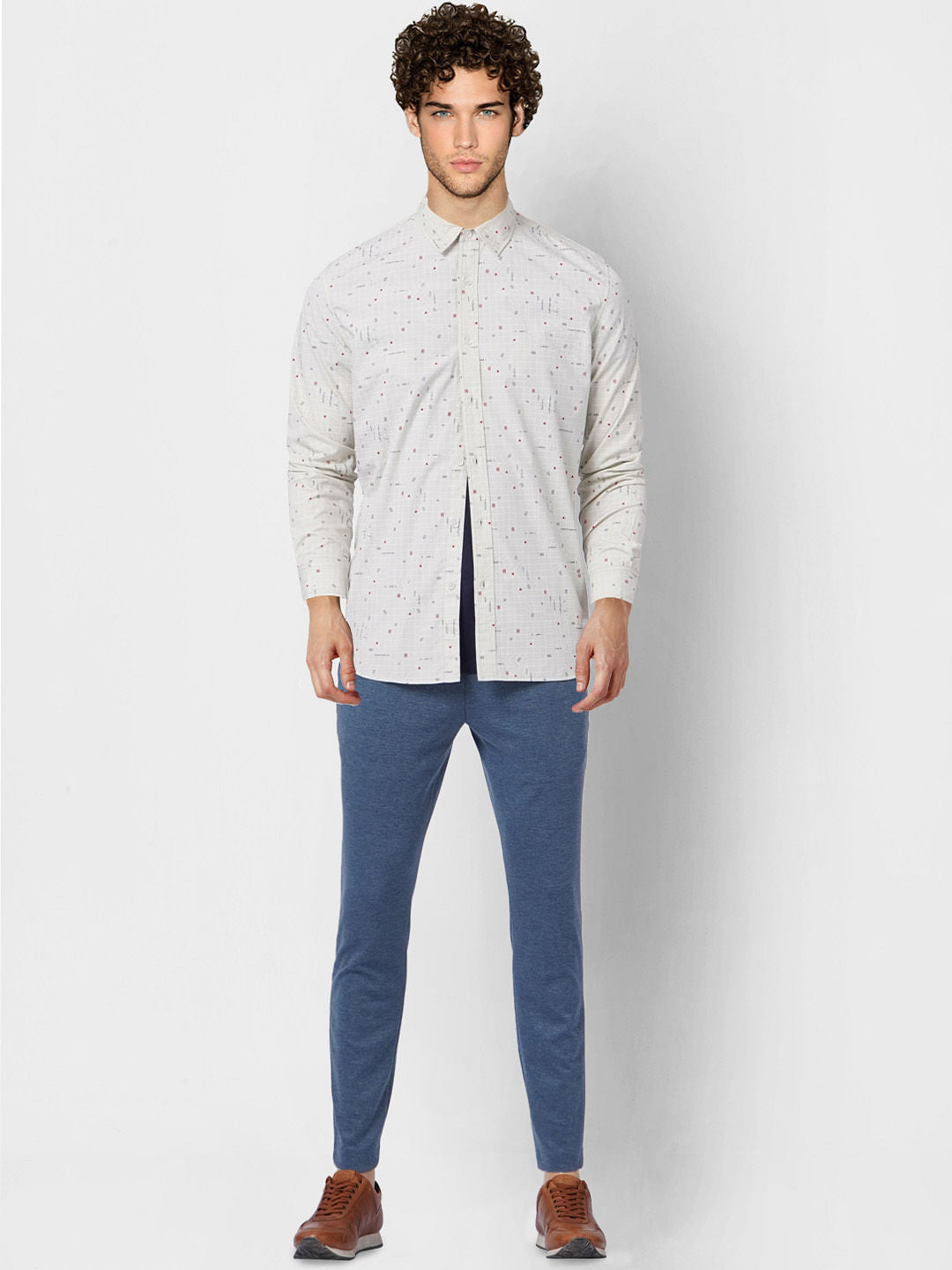 White Printed Full Sleeves Shirt