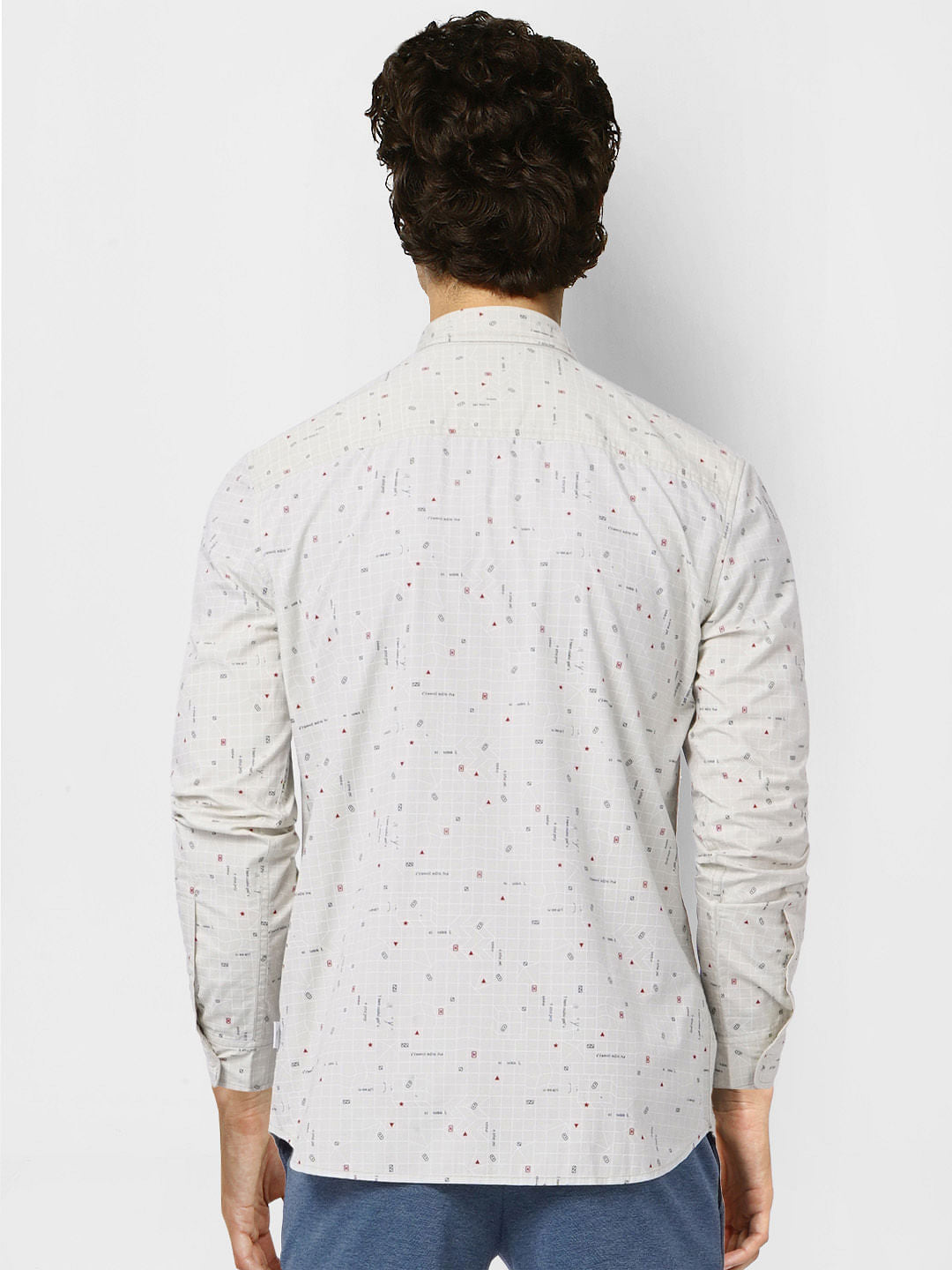White Printed Full Sleeves Shirt