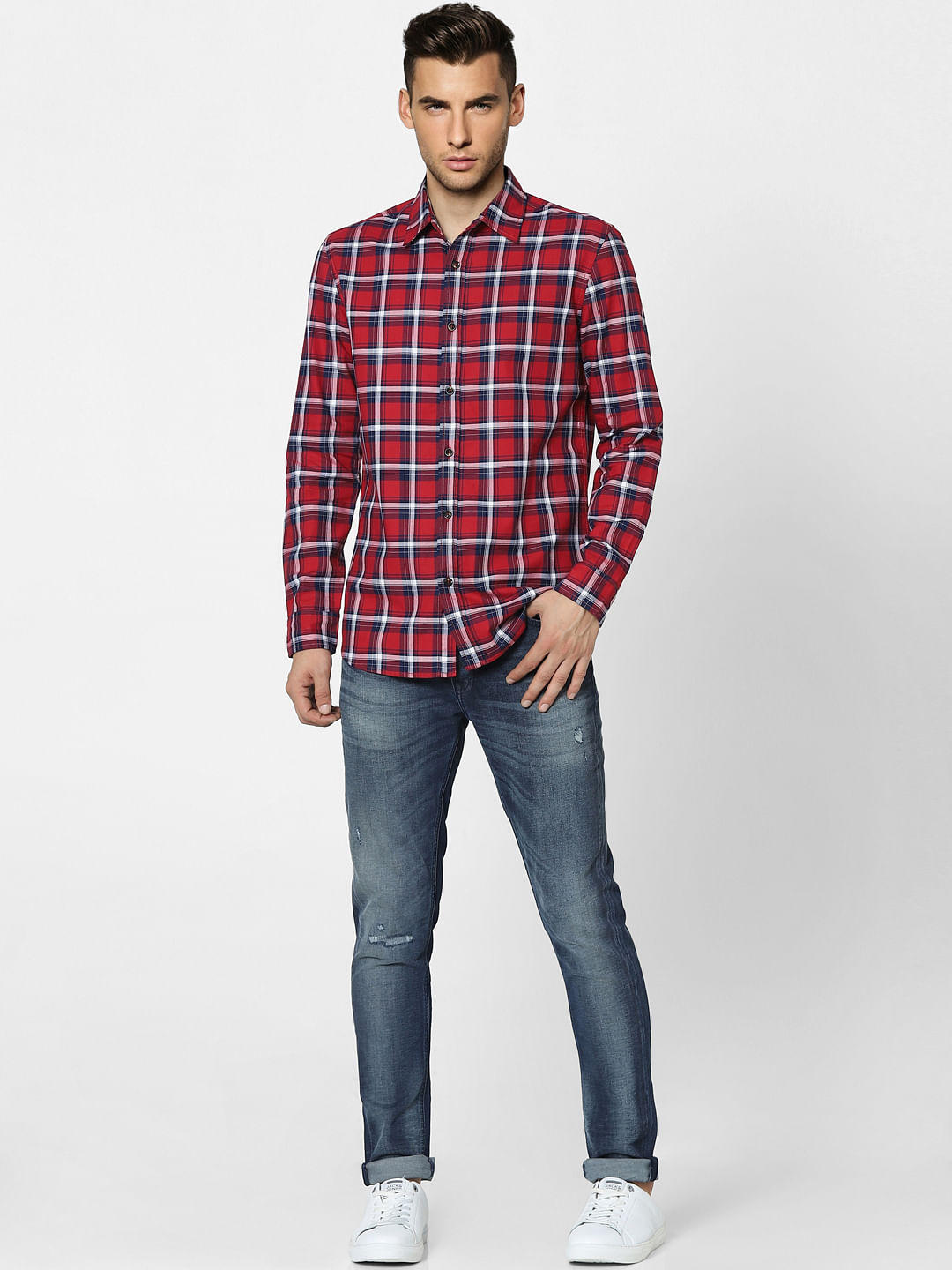 Red Check Full Sleeves Shirt